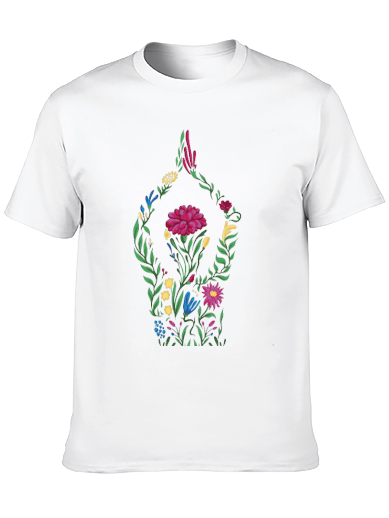 Floral Yoga Pose Black T-Shirt