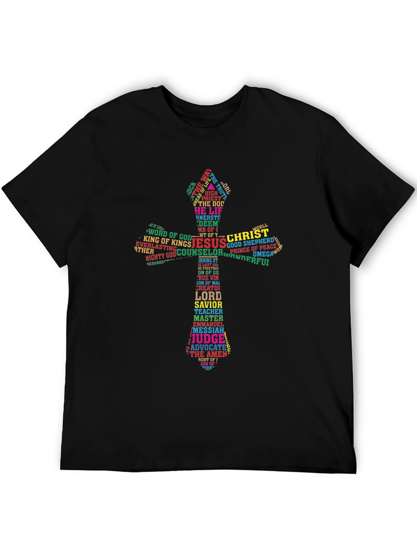 Faith Cross Word Art T-Shirt - Christian Apparel