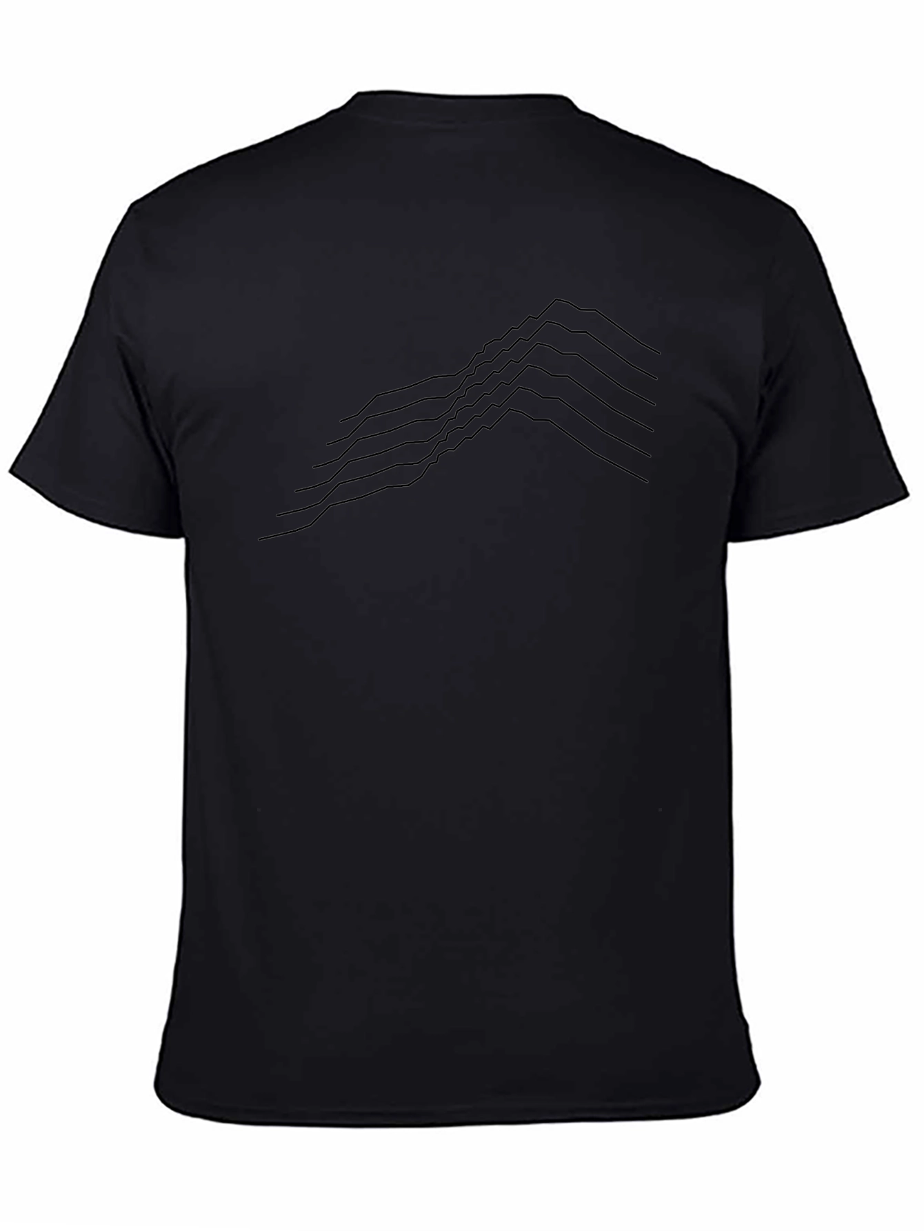 Minimalist Black T-Shirt - Geometric Line Art