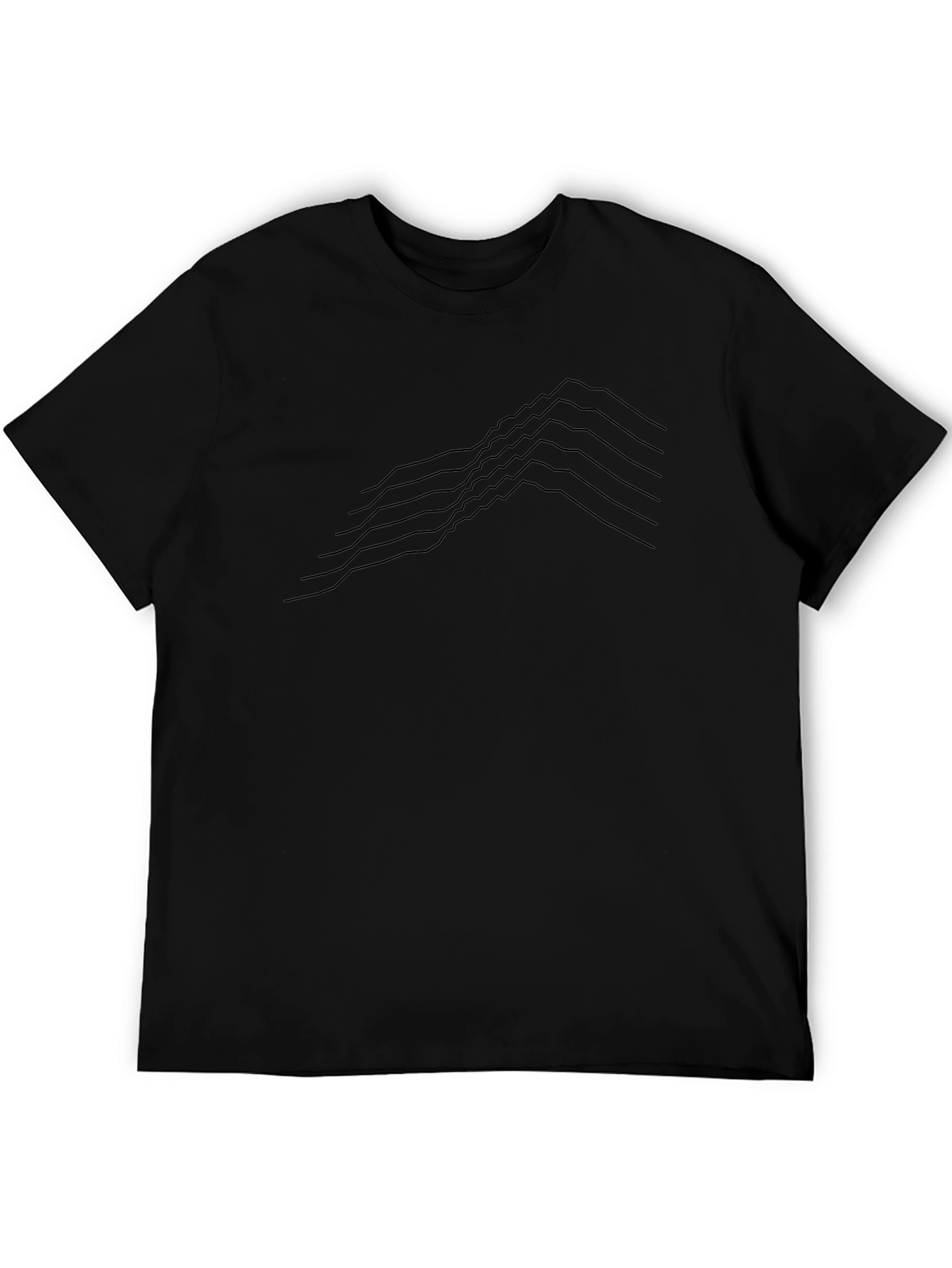 Minimalist Black T-Shirt - Geometric Line Art