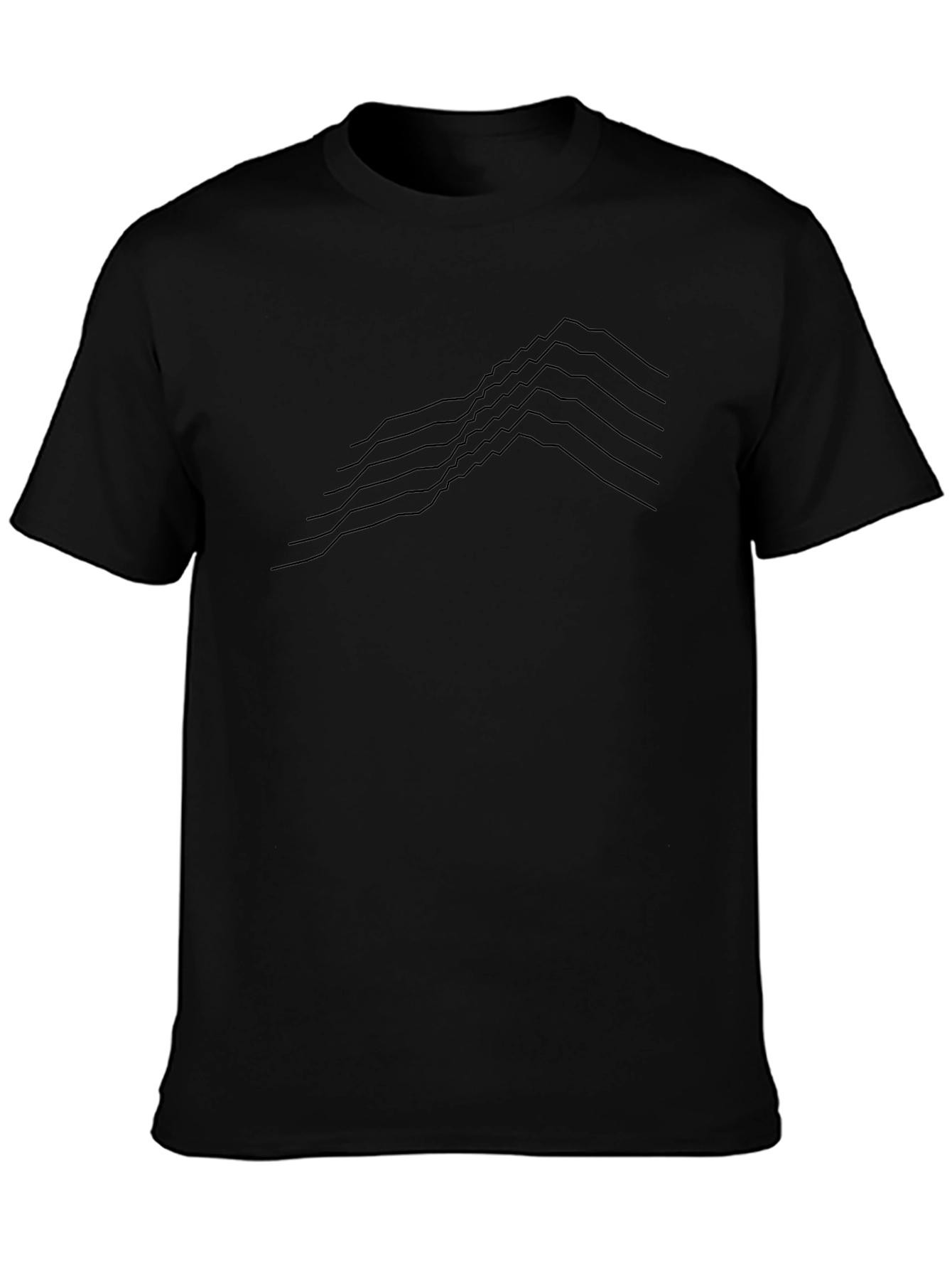 Minimalist Black T-Shirt - Geometric Line Art
