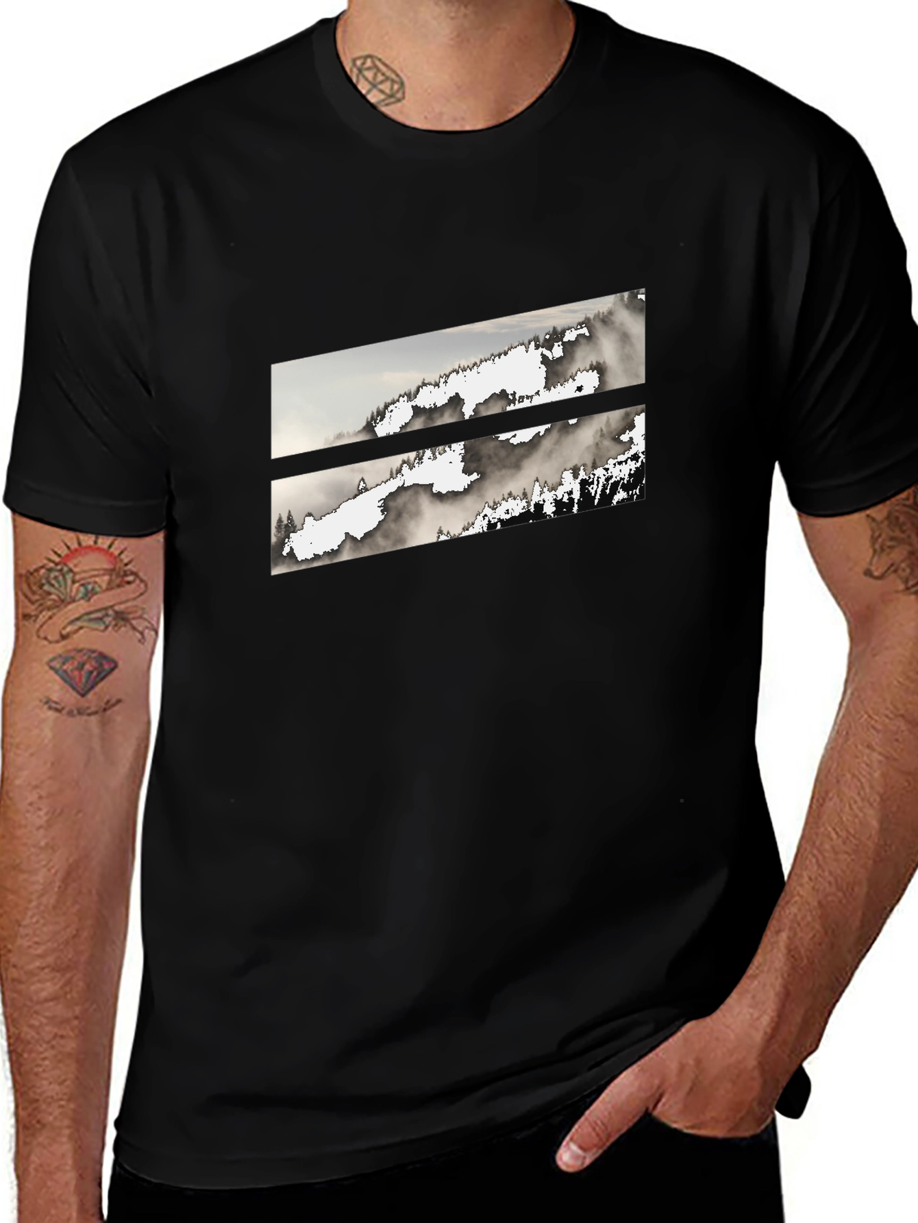 Modern Abstract Graphic Tee - Mountain Mist Design