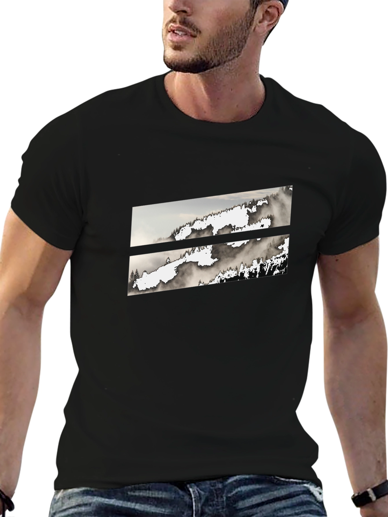 Modern Abstract Graphic Tee - Mountain Mist Design