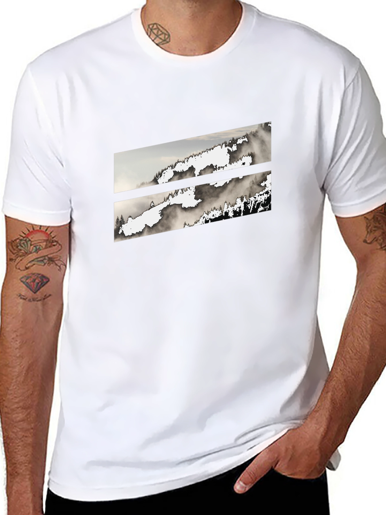 Modern Abstract Graphic Tee - Mountain Mist Design