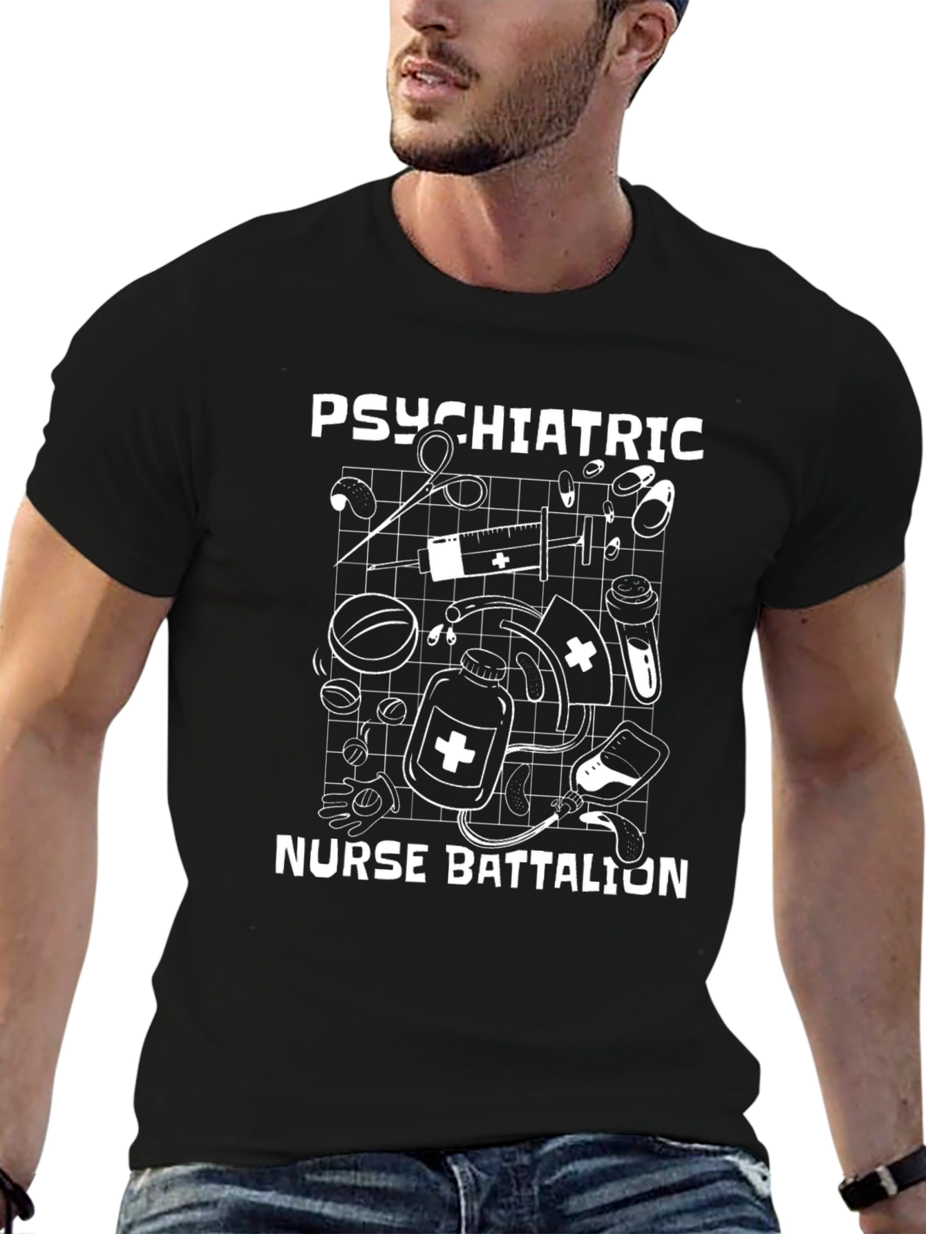Psychiatric Nurse Battalion Graphic T-Shirt
