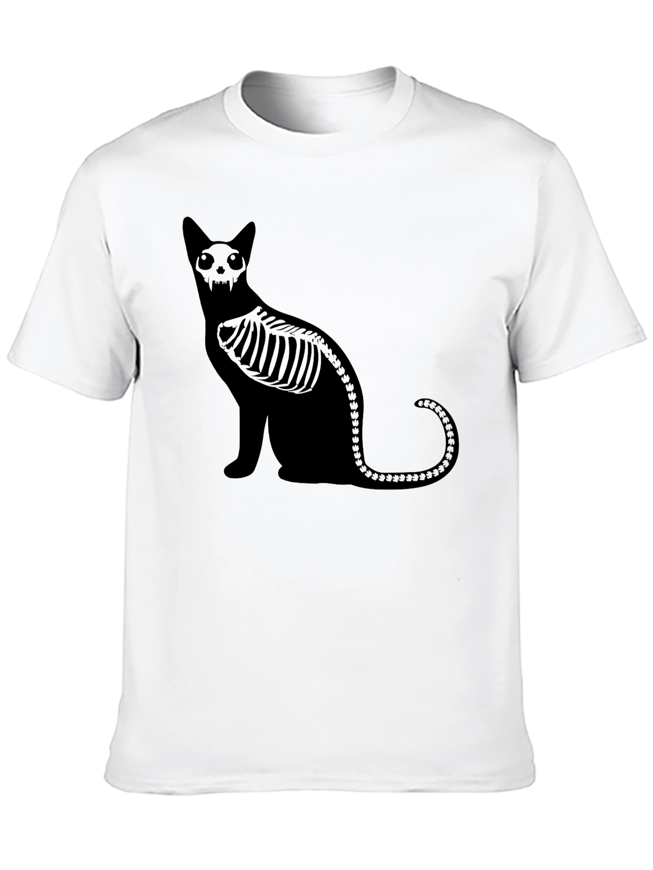 Skeleton Cat Graphic Black T-Shirt