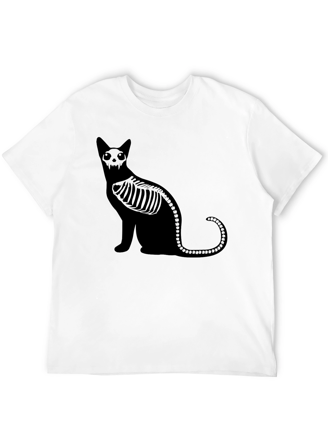 Skeleton Cat Graphic Black T-Shirt