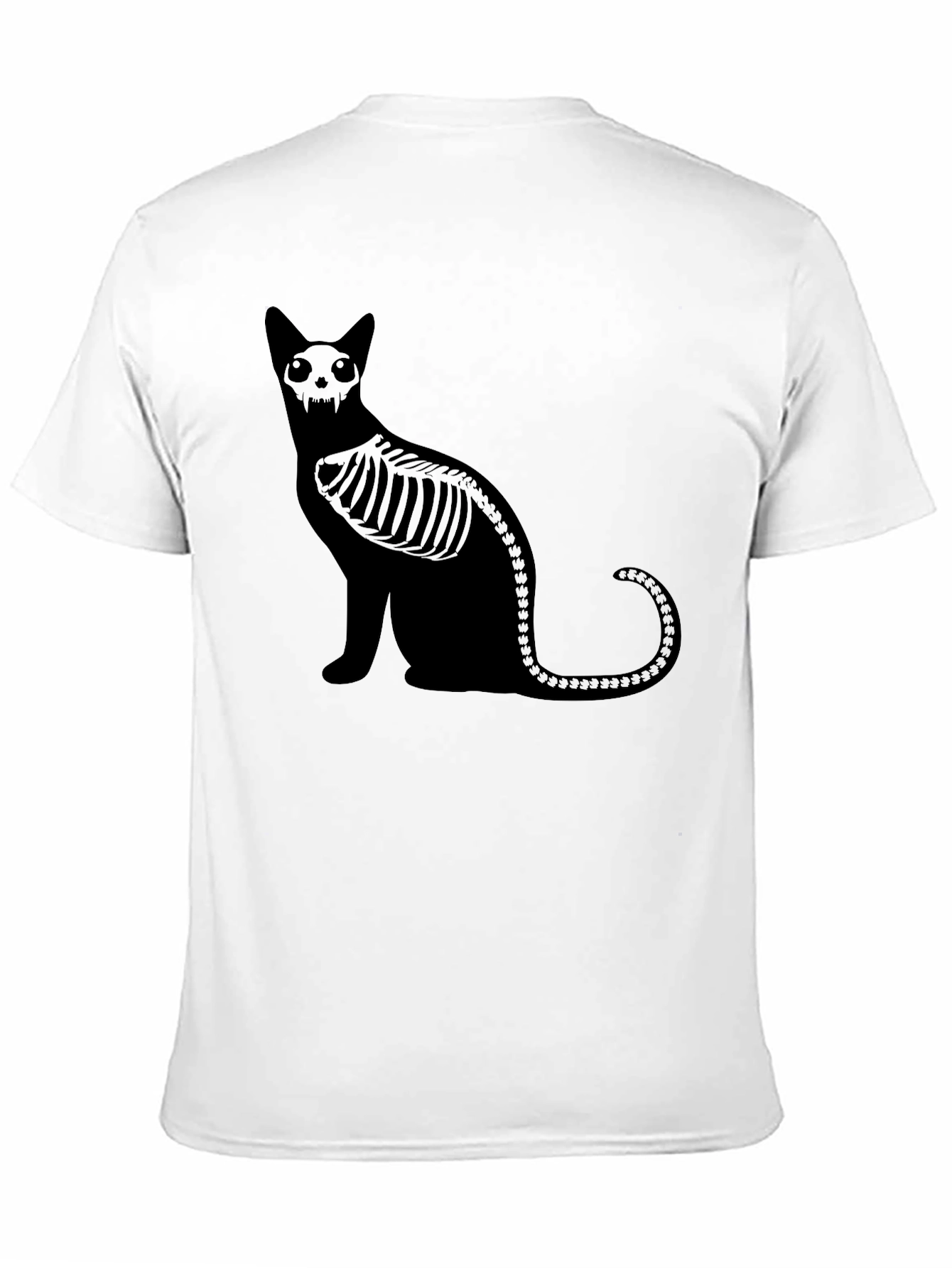 Skeleton Cat Graphic Black T-Shirt