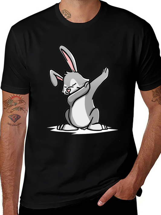 Dabbing Bunny Graphic Tee - Black Cotton T-Shirt