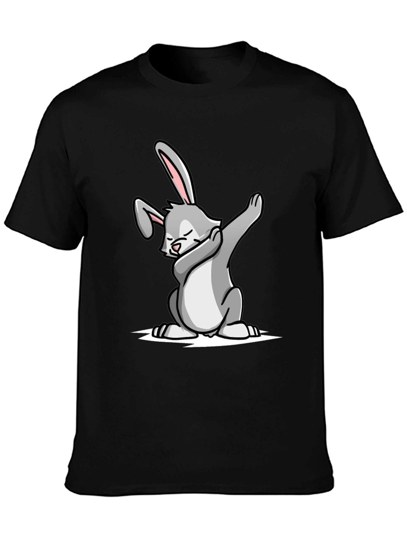 Dabbing Bunny Graphic Tee - Black Cotton T-Shirt