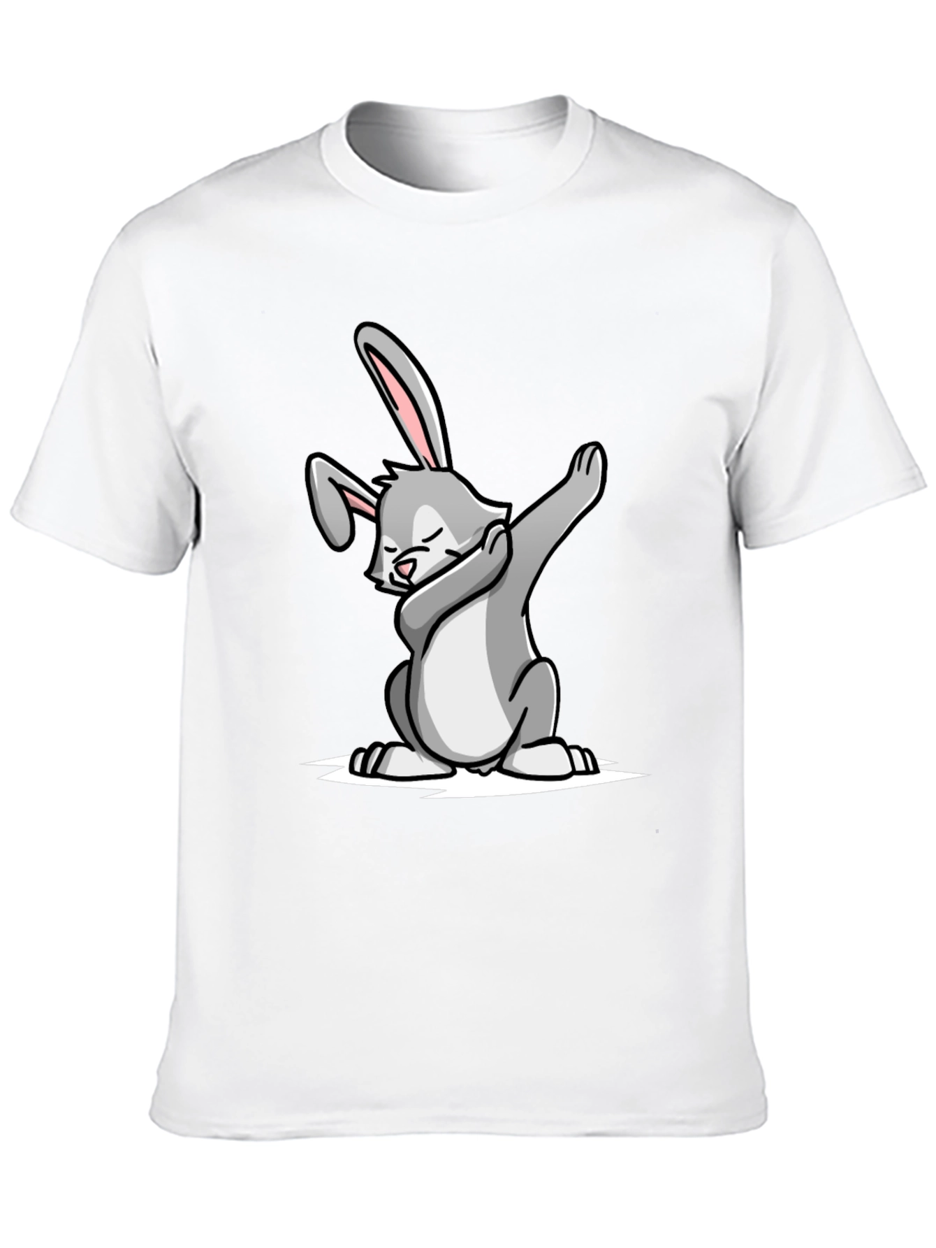 Dabbing Bunny Graphic Tee - Black Cotton T-Shirt