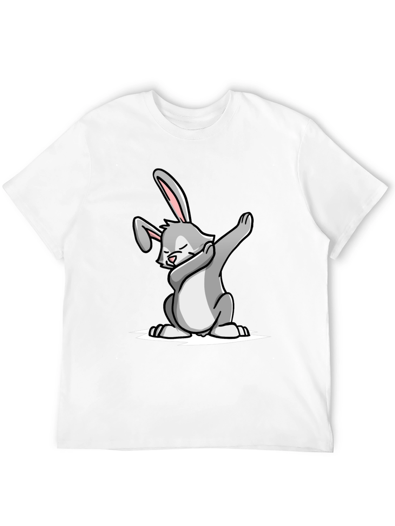Dabbing Bunny Graphic Tee - Black Cotton T-Shirt