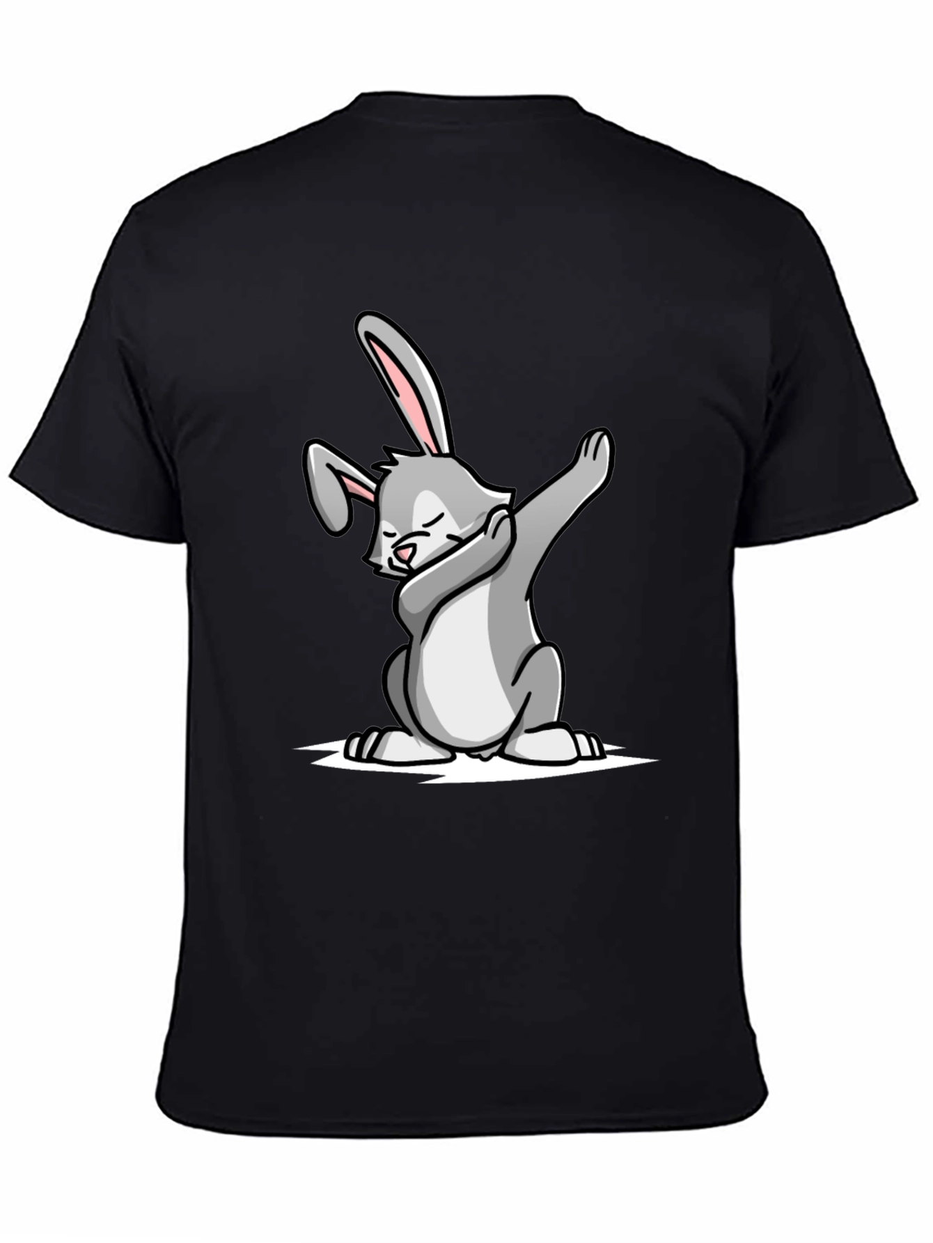 Dabbing Bunny Graphic Tee - Black Cotton T-Shirt