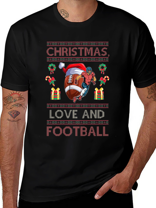 Christmas Love and Football Holiday T-Shirt