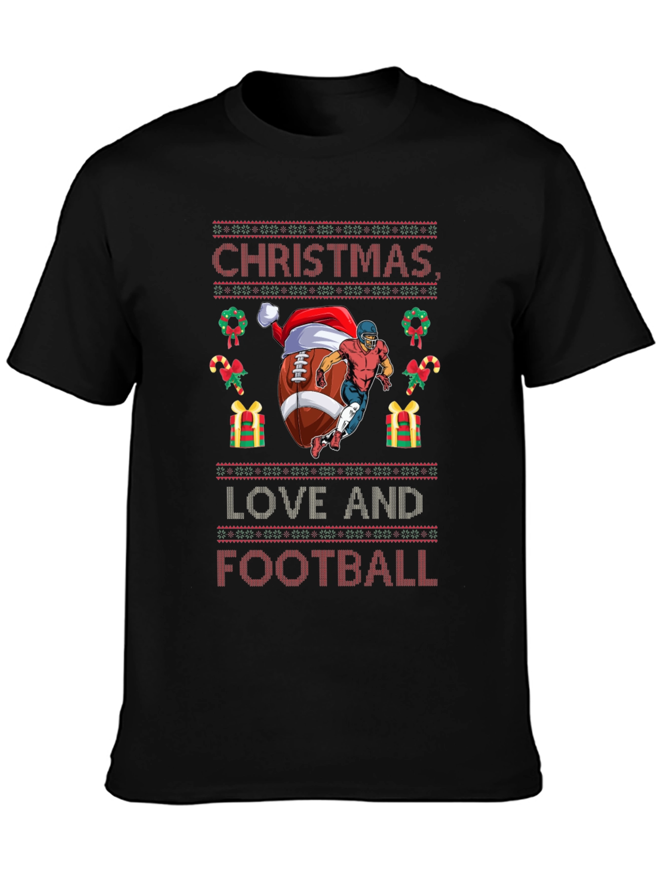 Christmas Love and Football Holiday T-Shirt