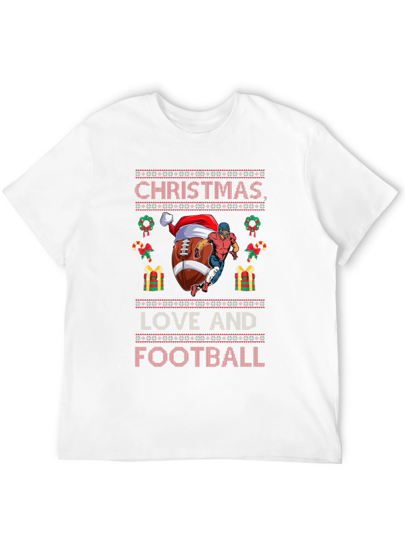 Christmas Love and Football Holiday T-Shirt