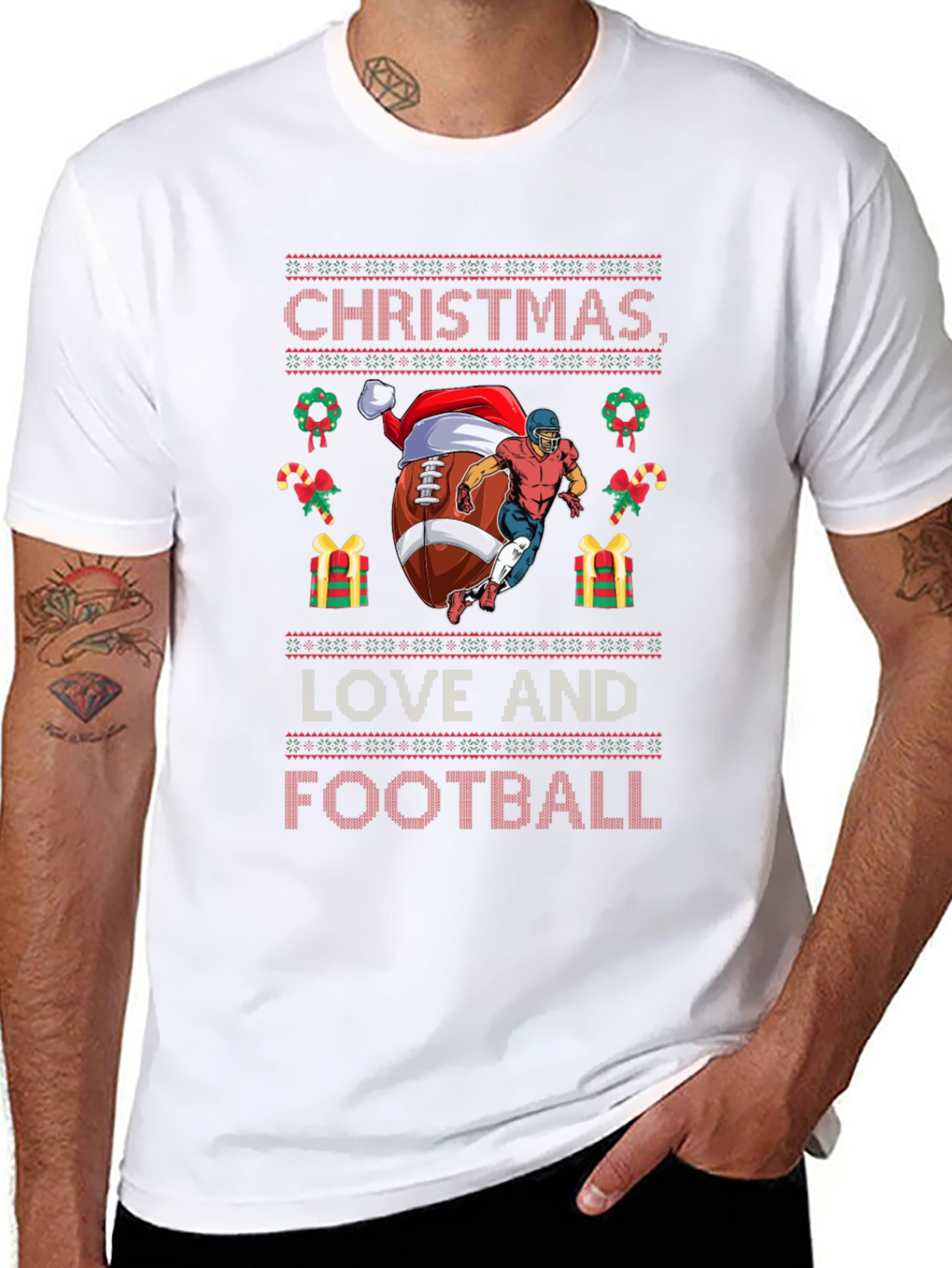 Christmas Love and Football Holiday T-Shirt