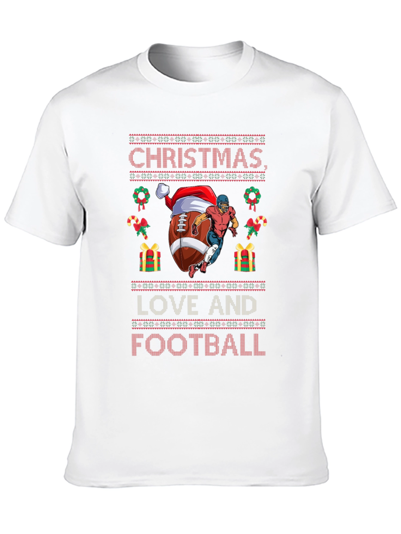 Christmas Love and Football Holiday T-Shirt