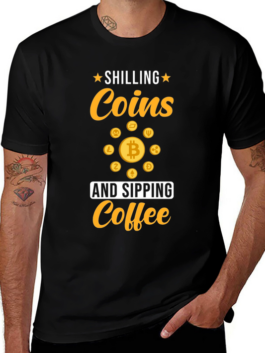 Shilling Coins and Sipping Coffee Black T-Shirt