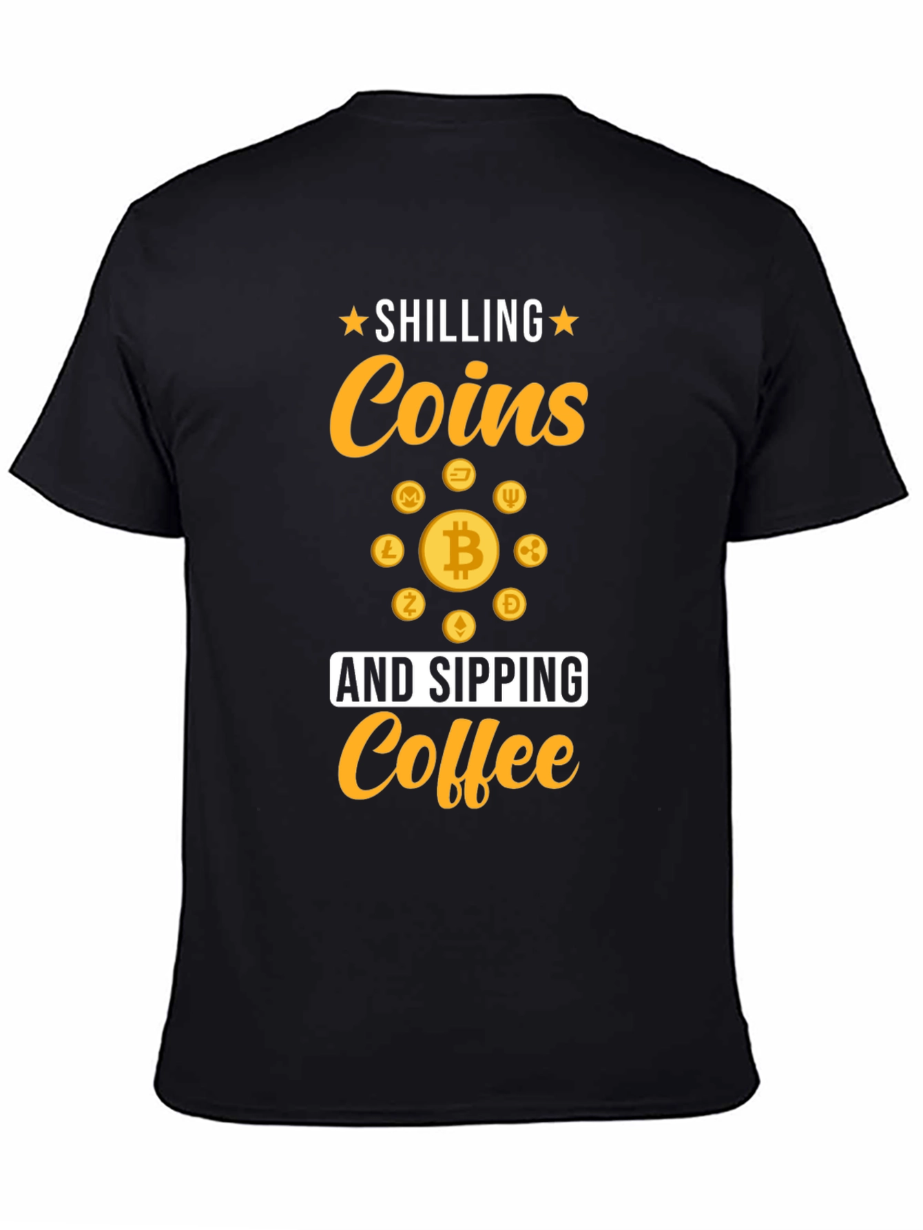 Shilling Coins and Sipping Coffee Black T-Shirt