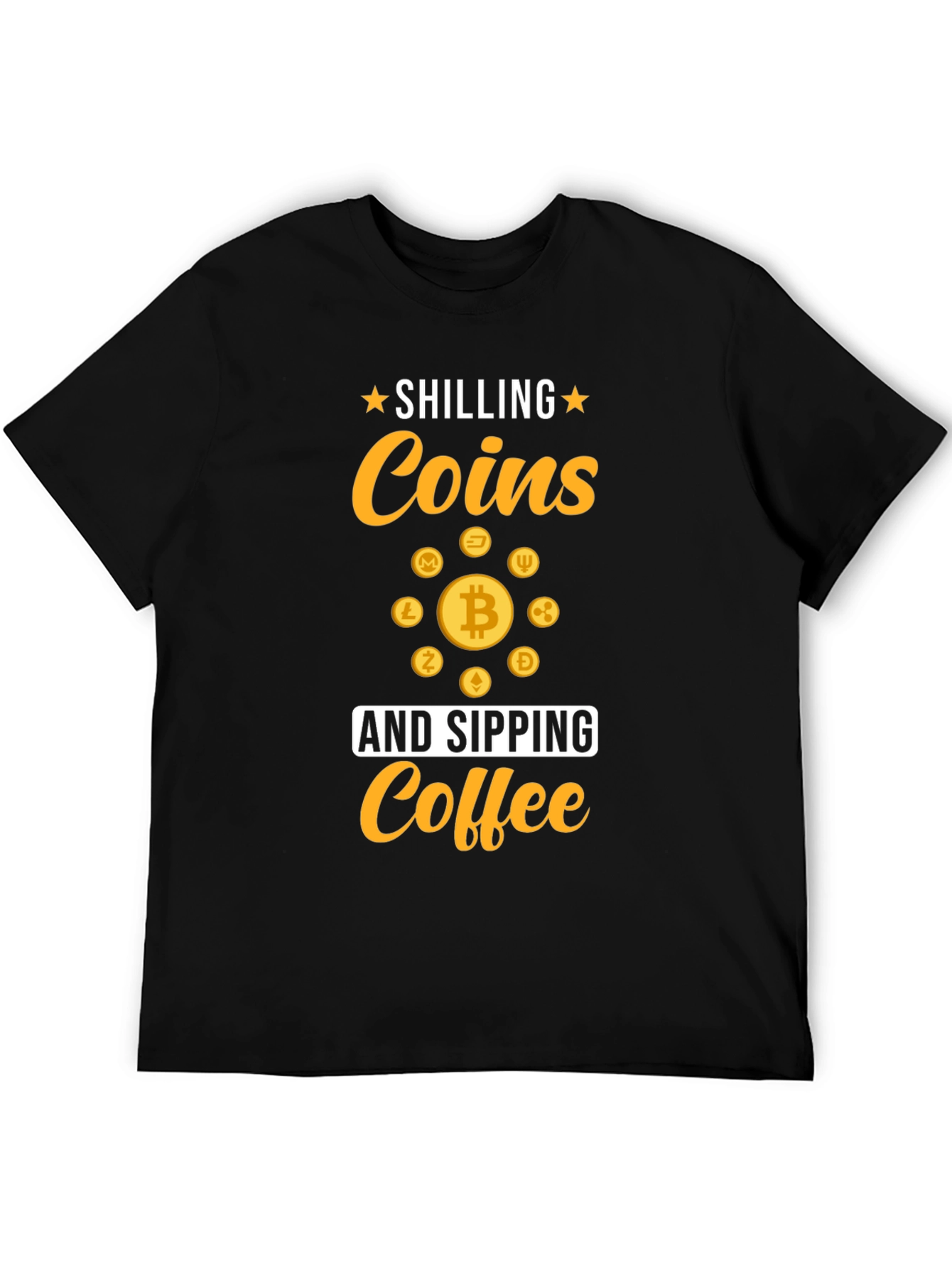 Shilling Coins and Sipping Coffee Black T-Shirt