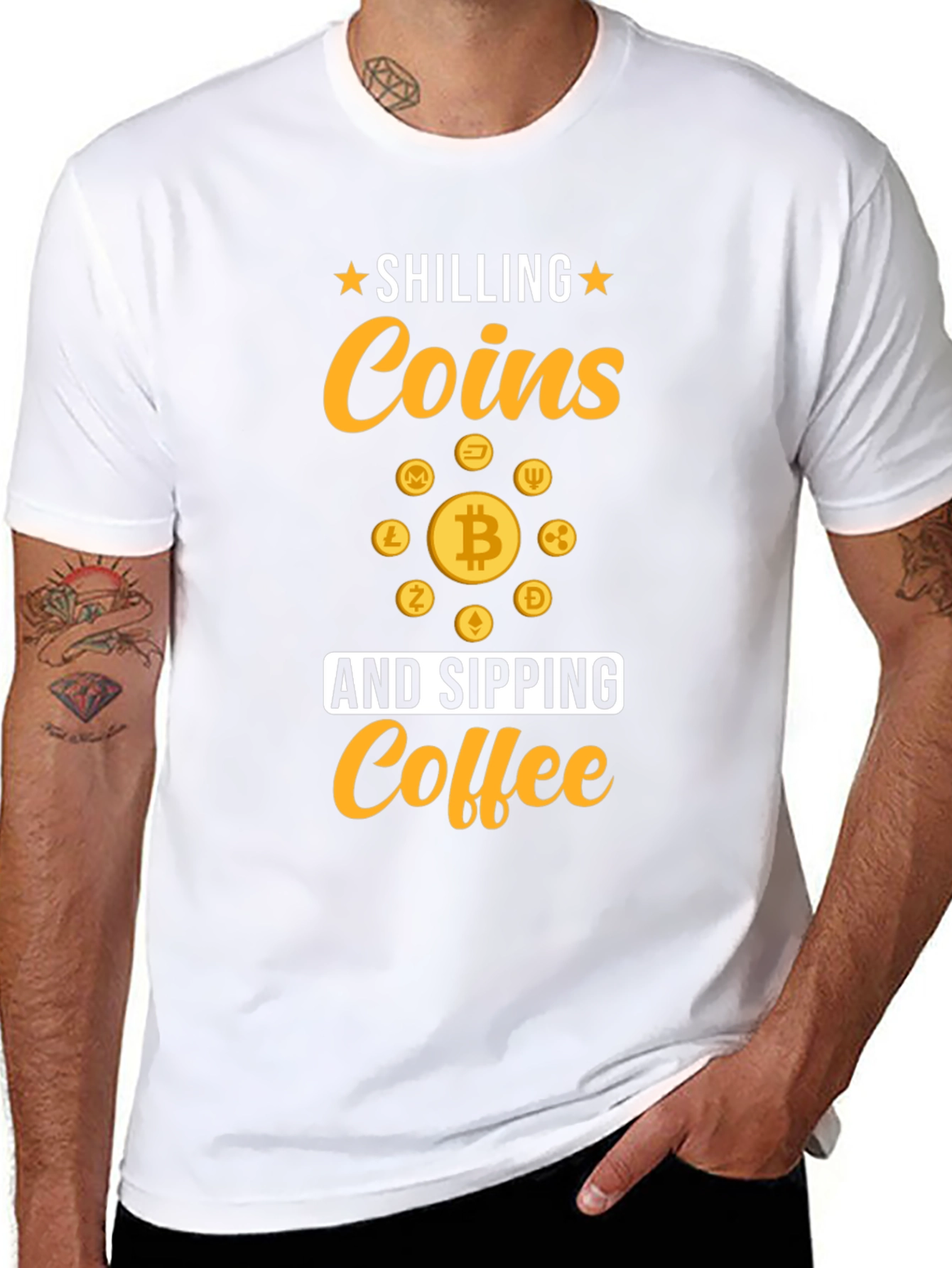 Shilling Coins and Sipping Coffee Black T-Shirt