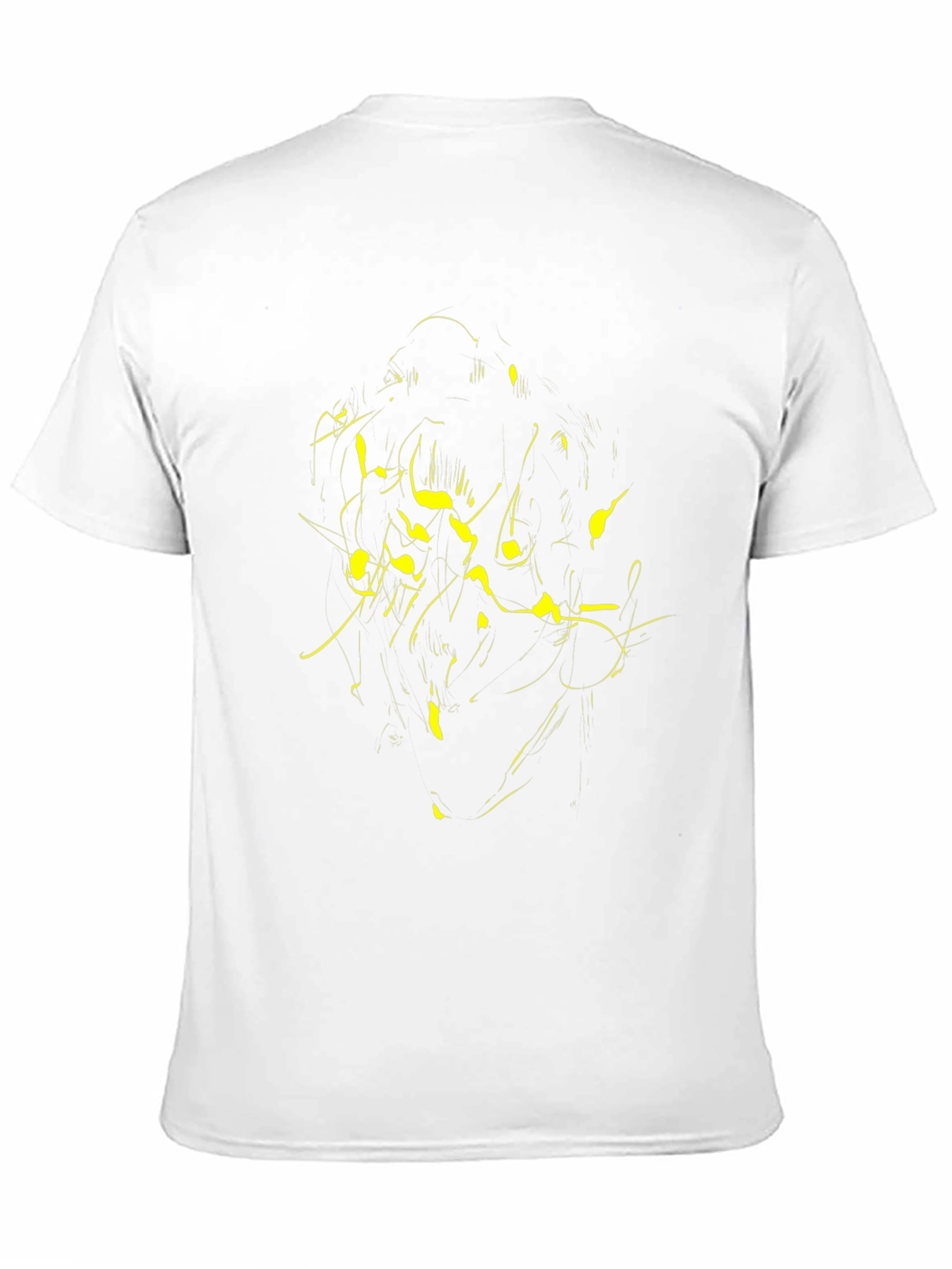 Abstract Yellow Print Black T-Shirt