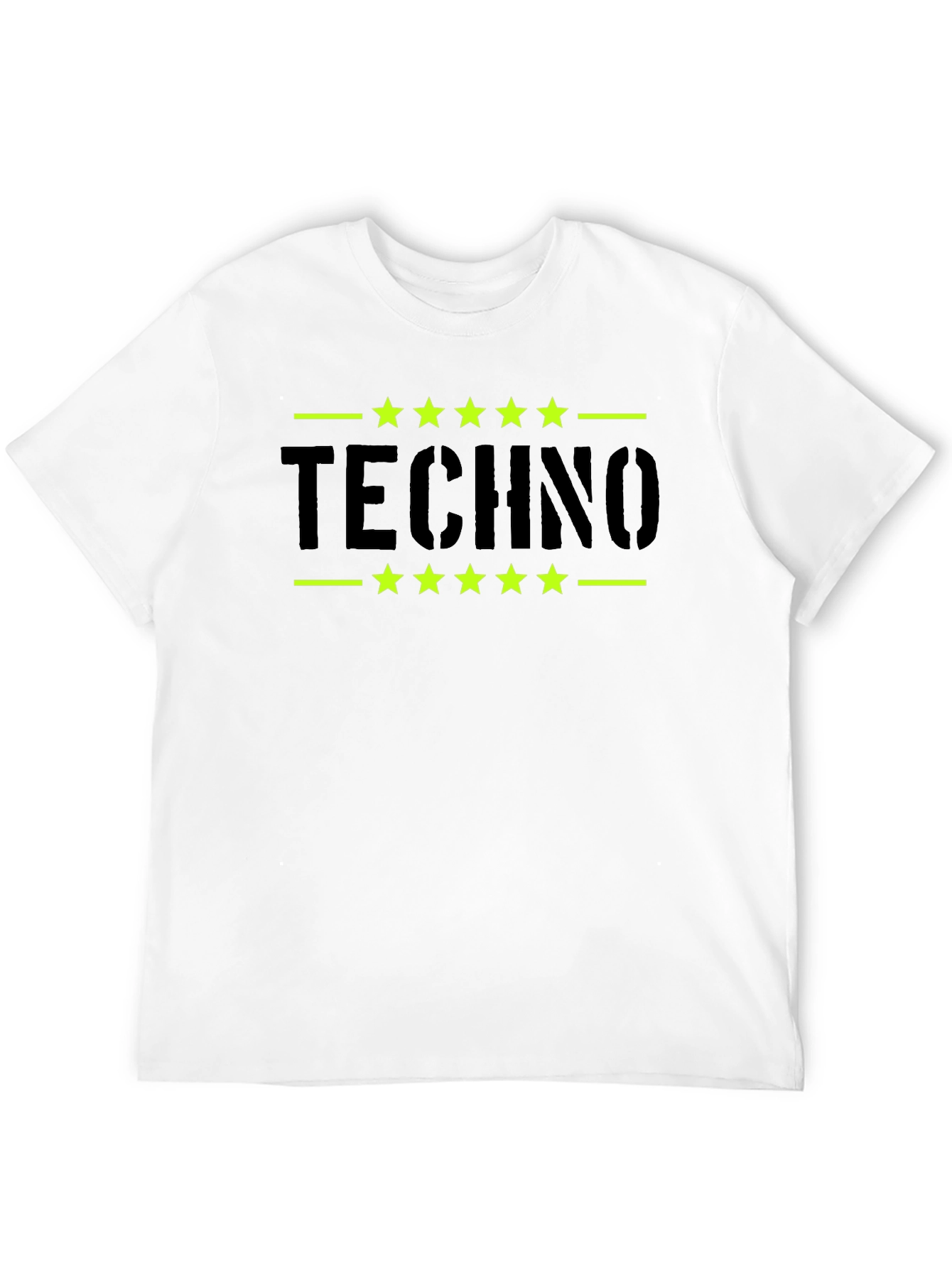 Techno Stars Graphic Tee - Black Cotton T-Shirt