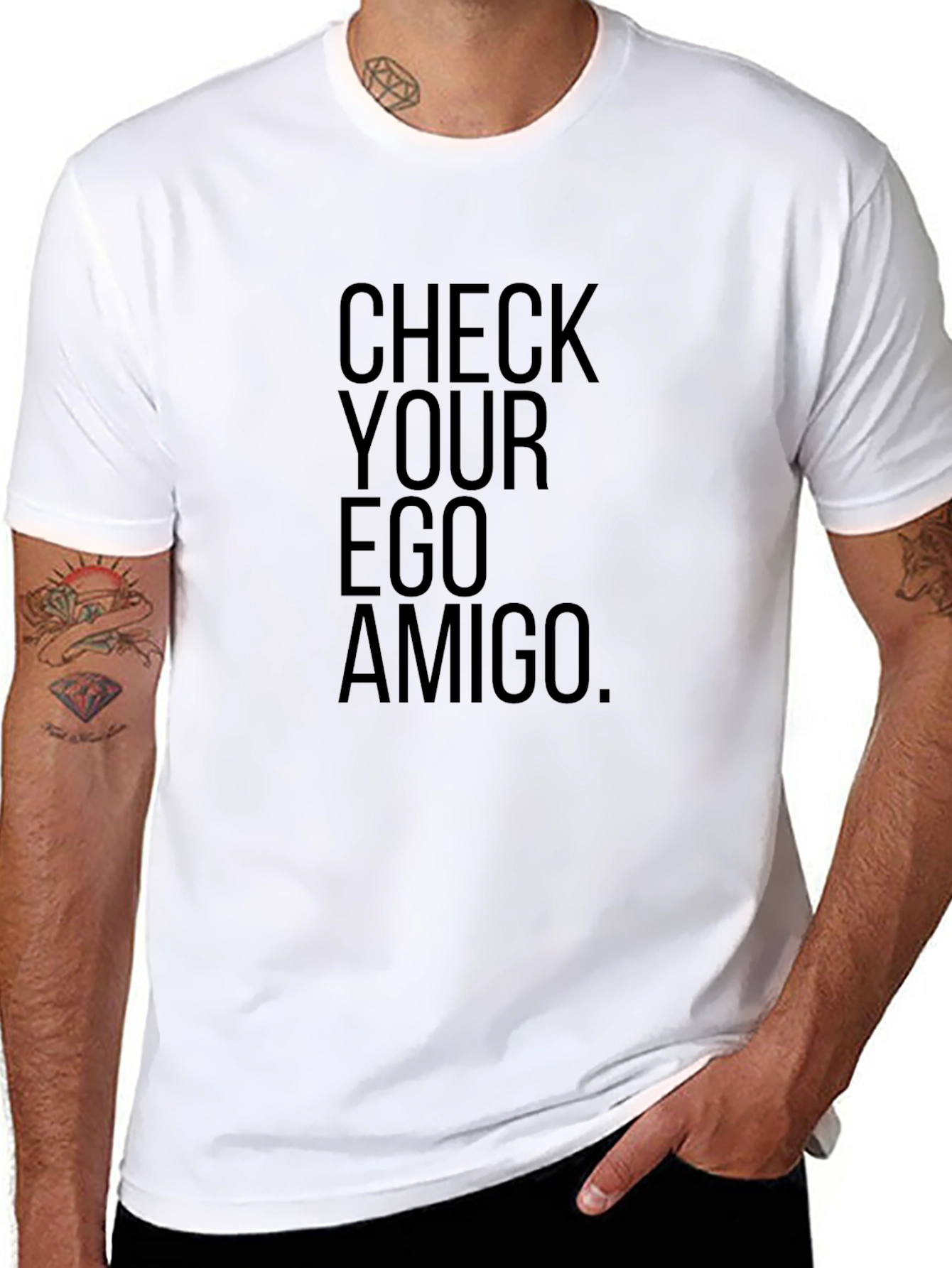 Check Your Ego Amigo Black Graphic Tee