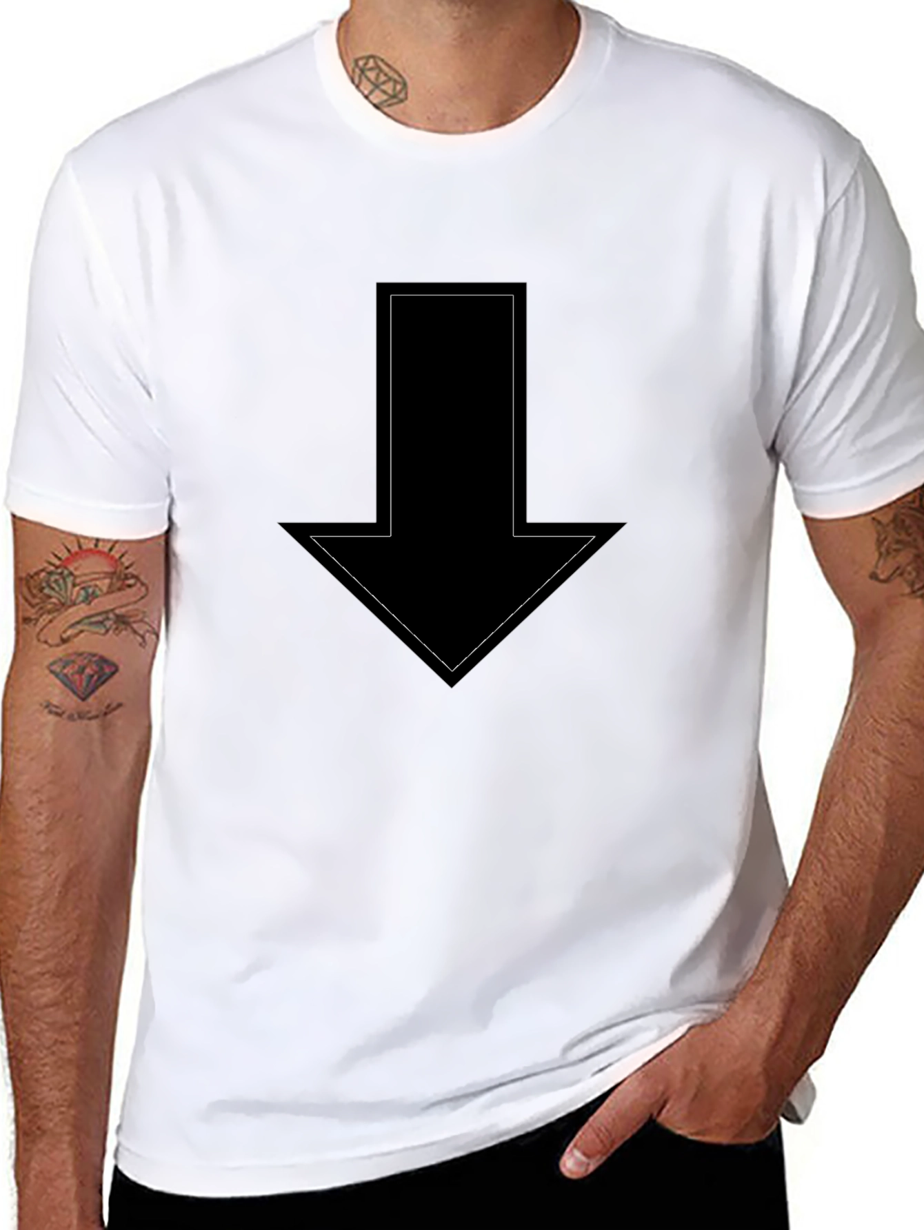 Arrow Down Graphic Black T-Shirt - Casual Wear