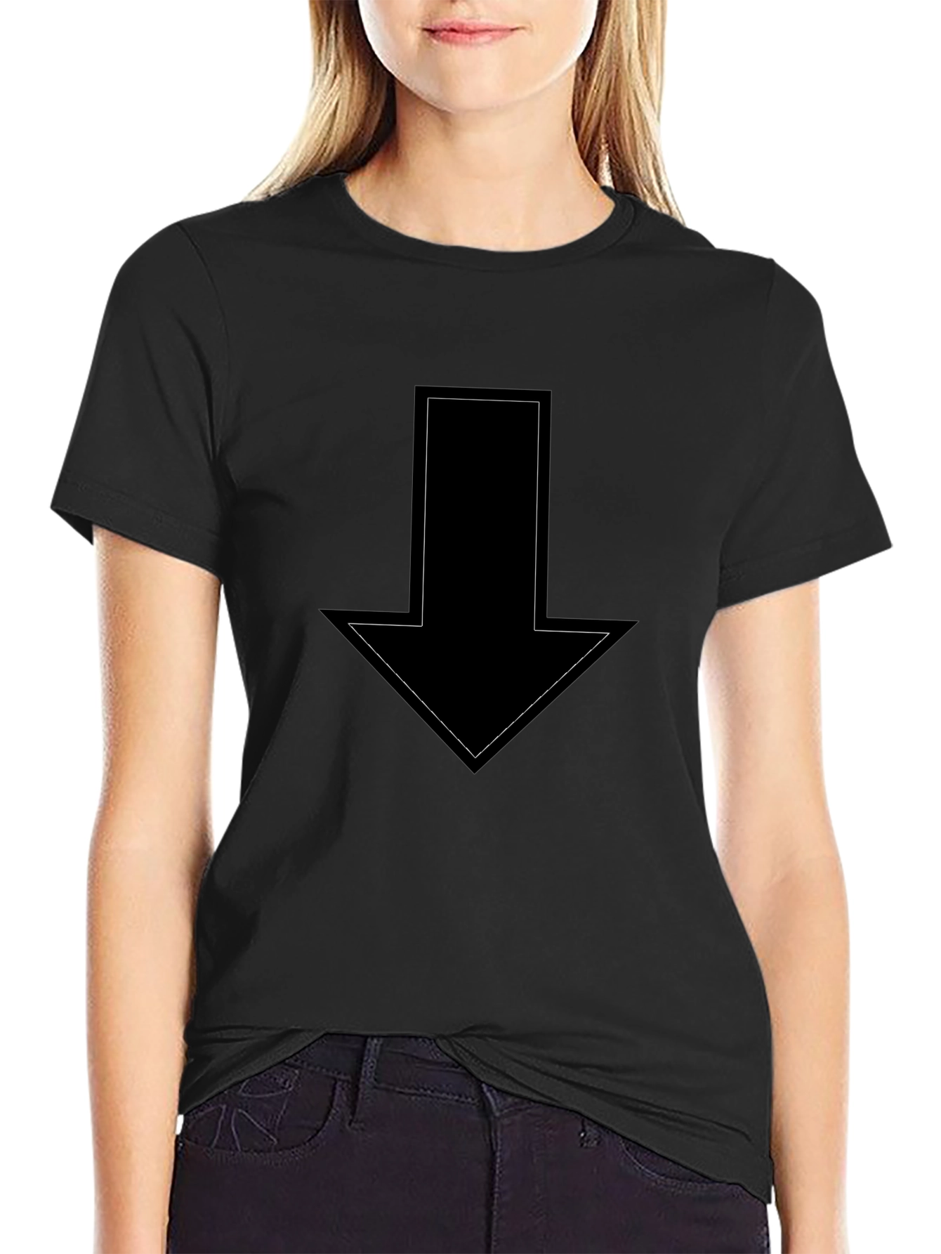 Arrow Down Graphic Black T-Shirt - Casual Wear