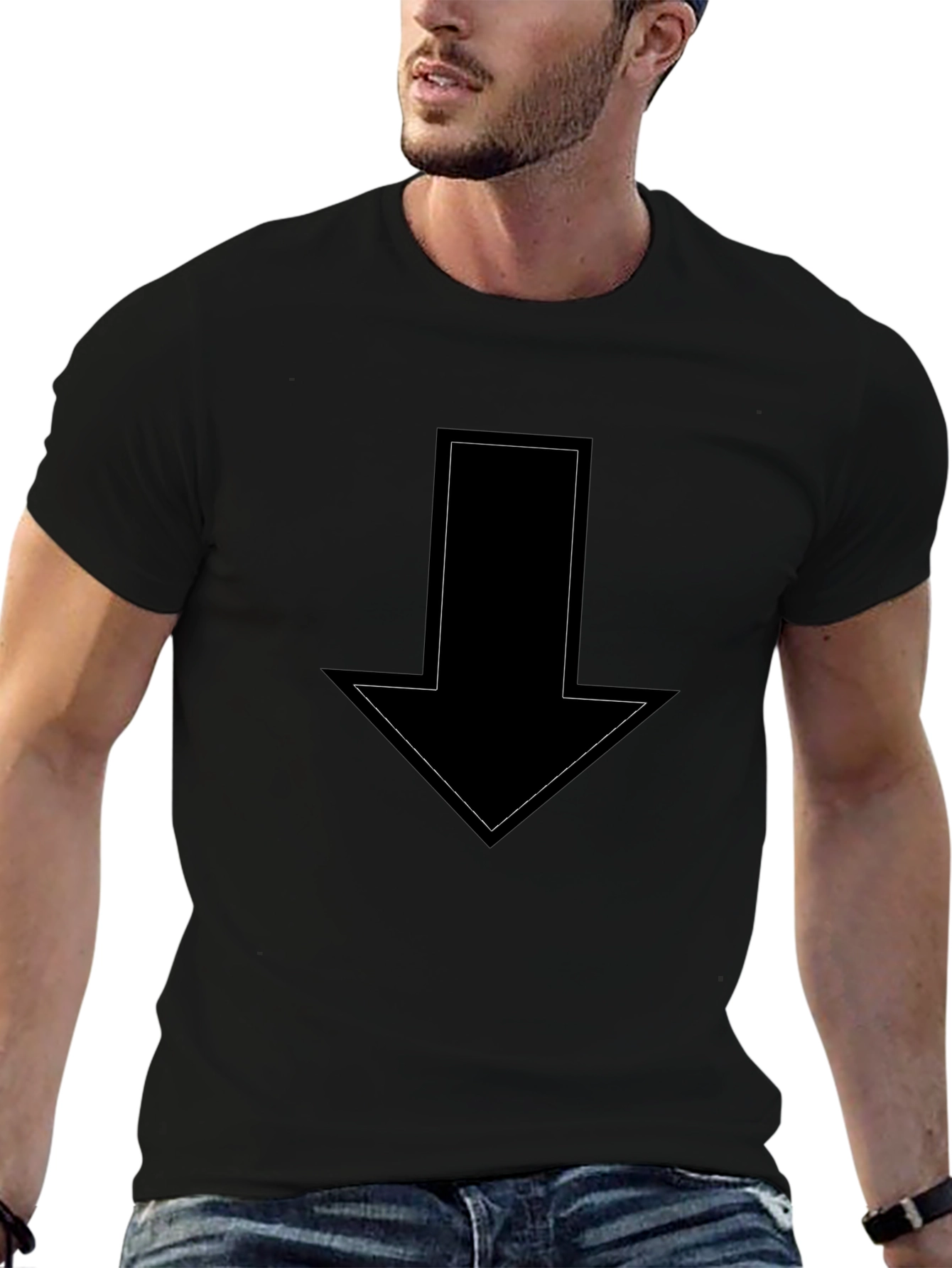 Arrow Down Graphic Black T-Shirt - Casual Wear