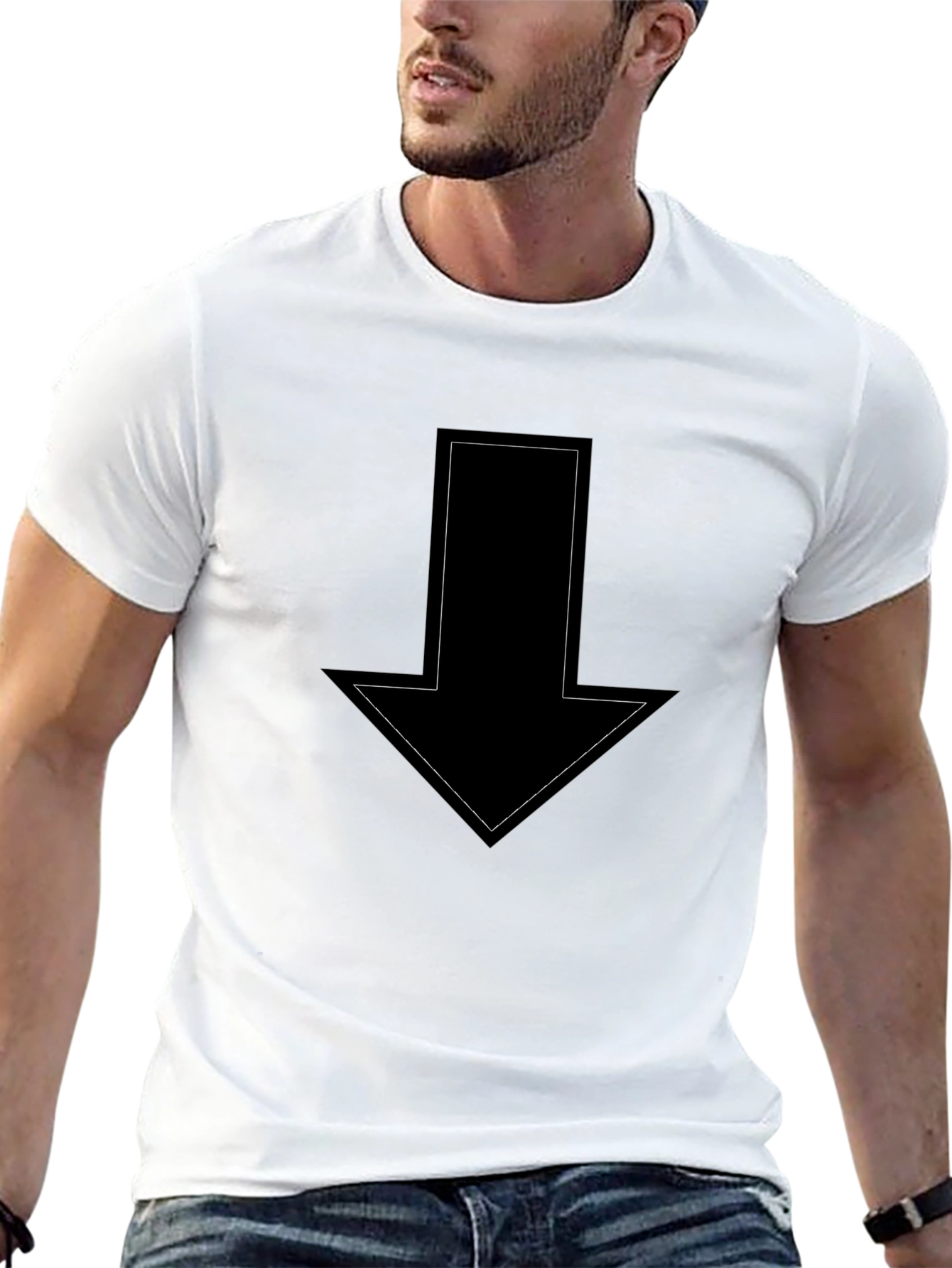 Arrow Down Graphic Black T-Shirt - Casual Wear