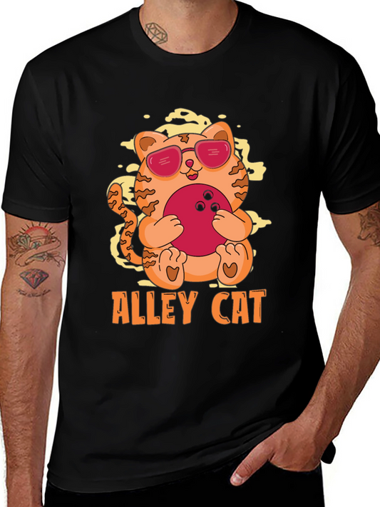 Alley Cat Bowling T-Shirt - Cool Kitten Design