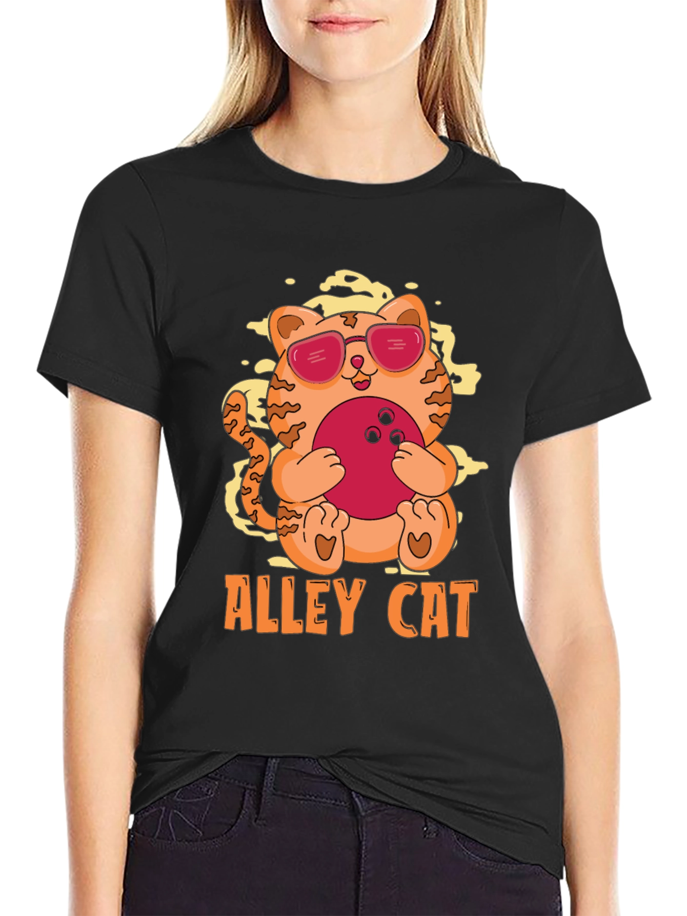 Alley Cat Bowling T-Shirt - Cool Kitten Design