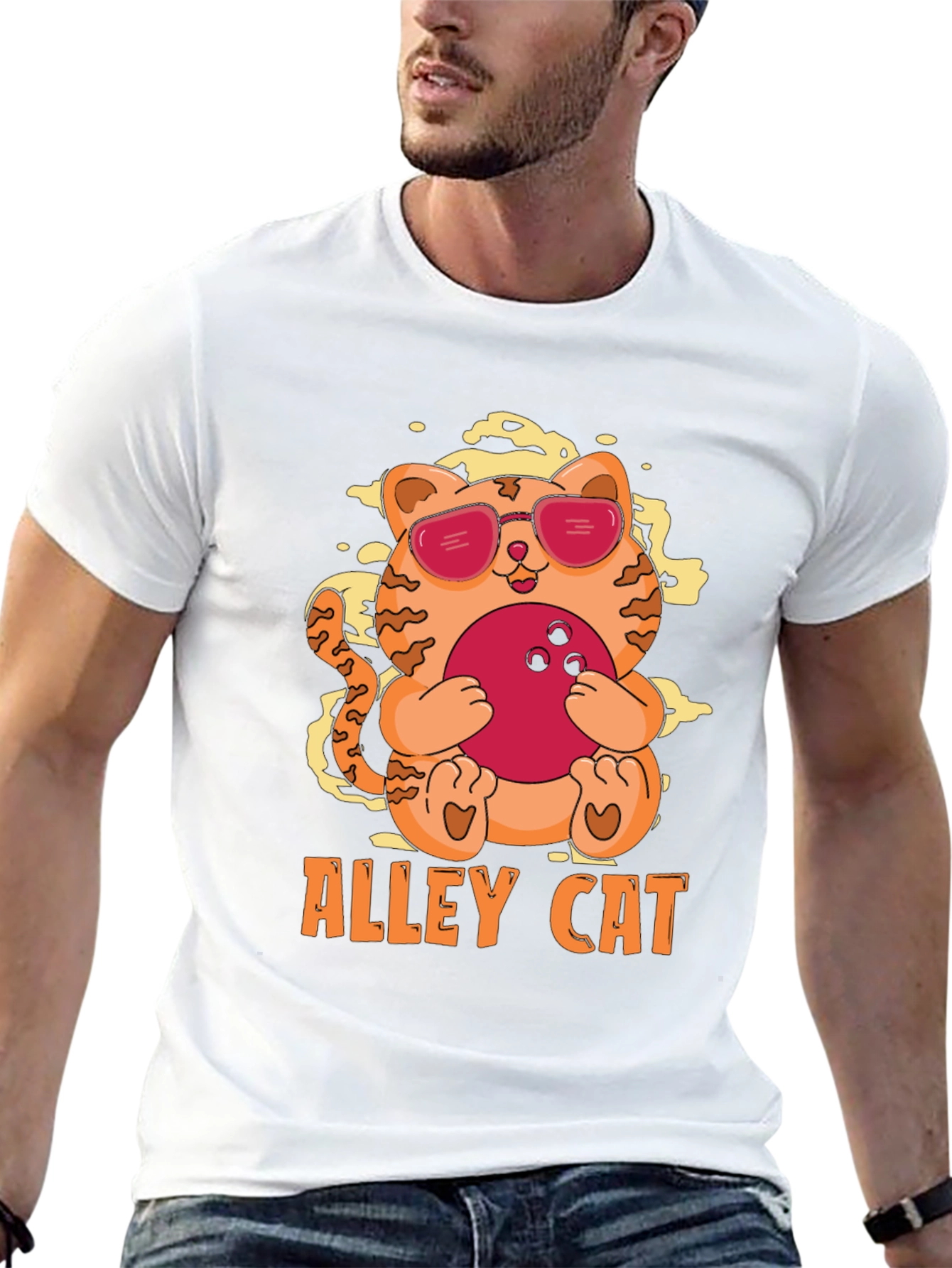 Alley Cat Bowling T-Shirt - Cool Kitten Design