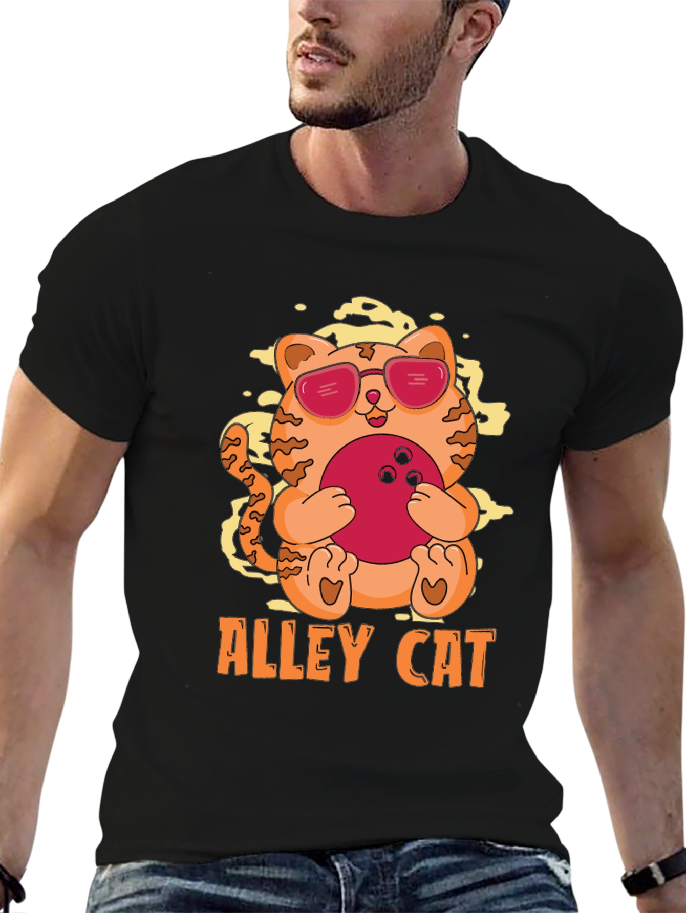 Alley Cat Bowling T-Shirt - Cool Kitten Design