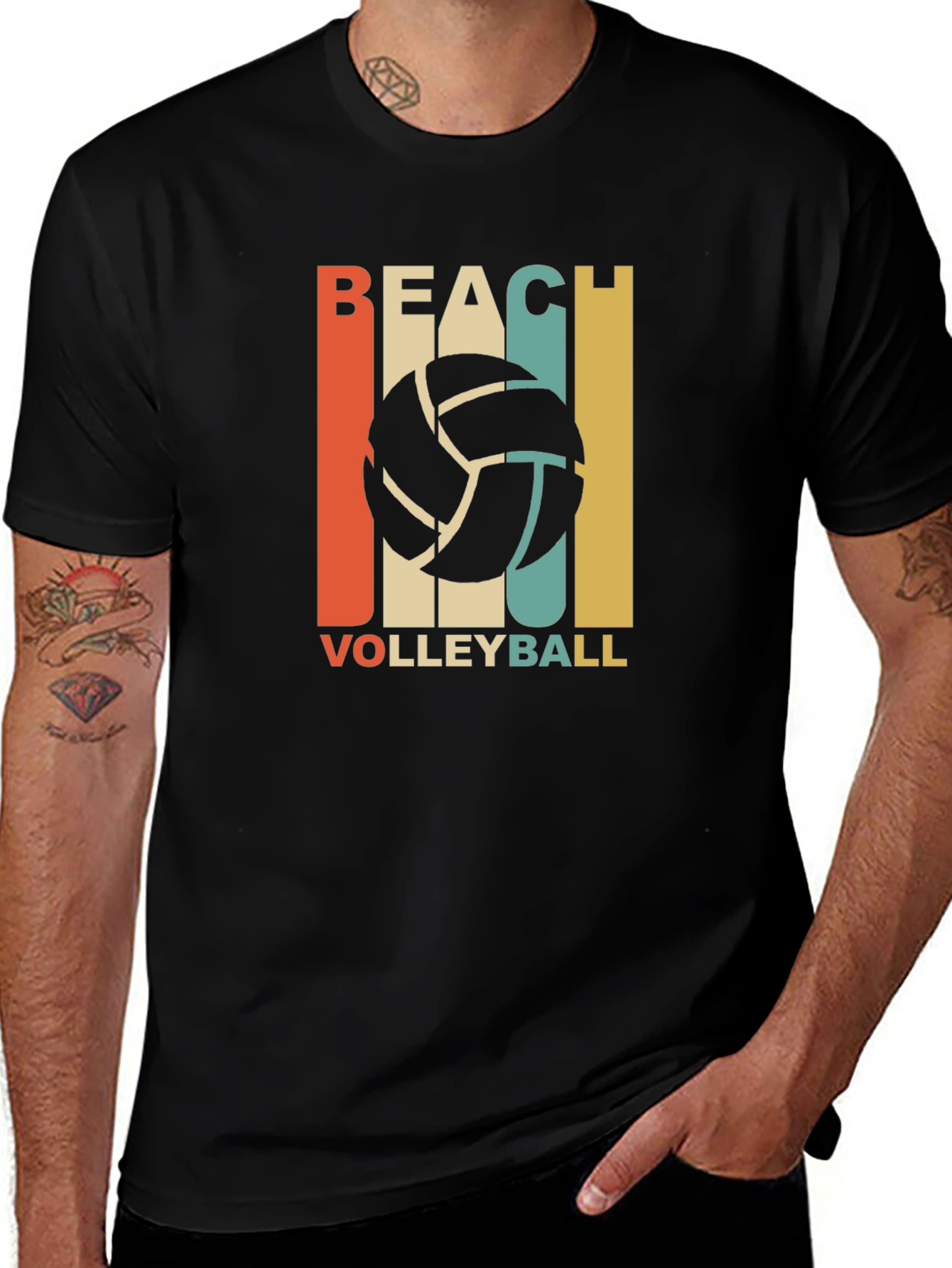 Beach Volleyball Graphic T-Shirt - Retro Style