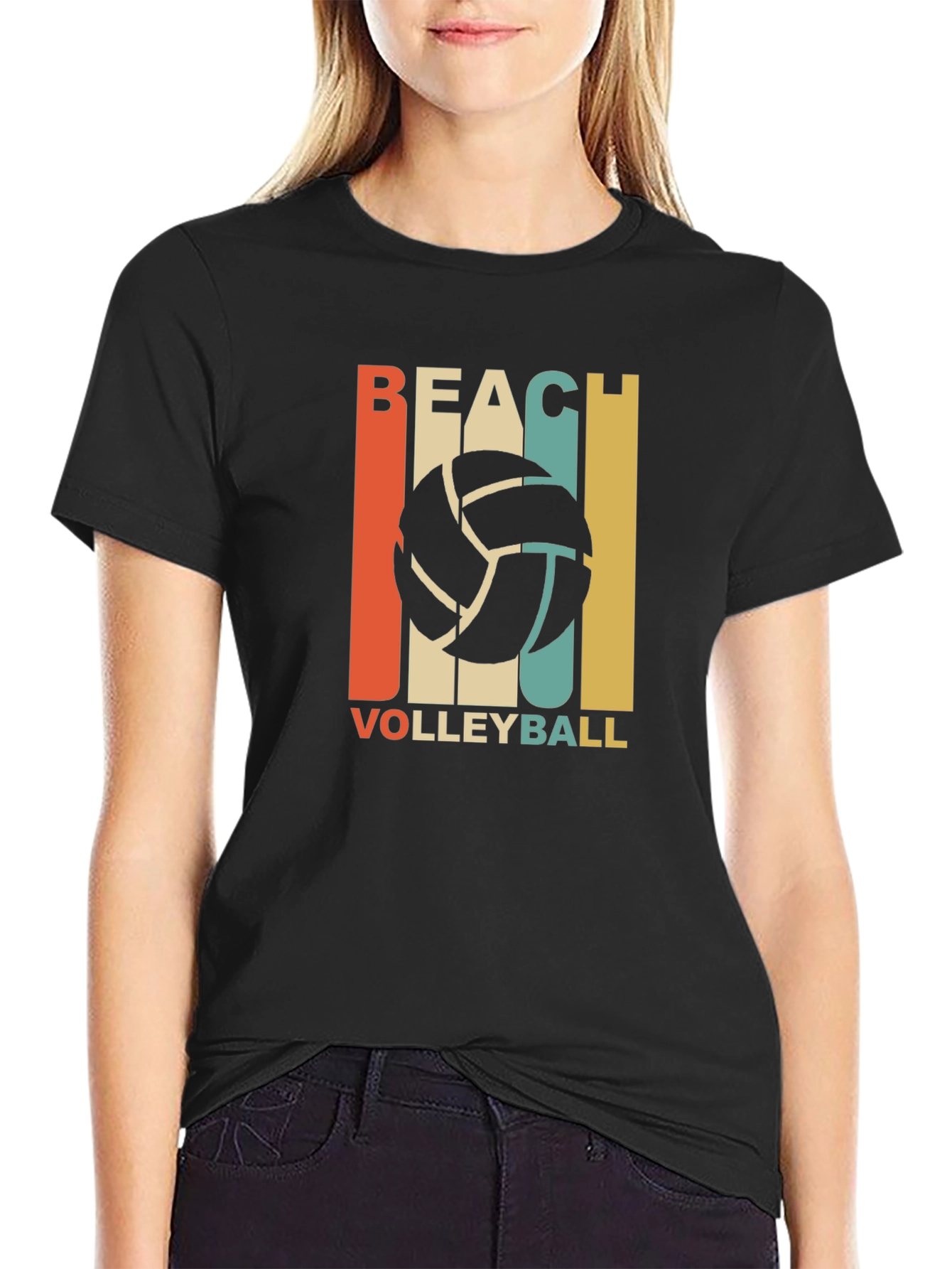 Beach Volleyball Graphic T-Shirt - Retro Style