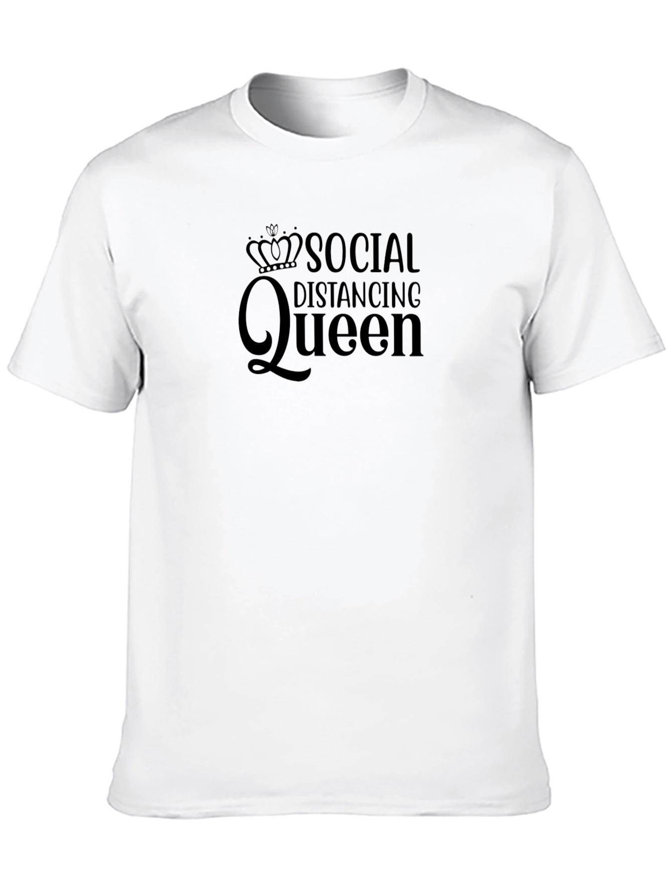 Social Distancing Queen Black Graphic T-Shirt