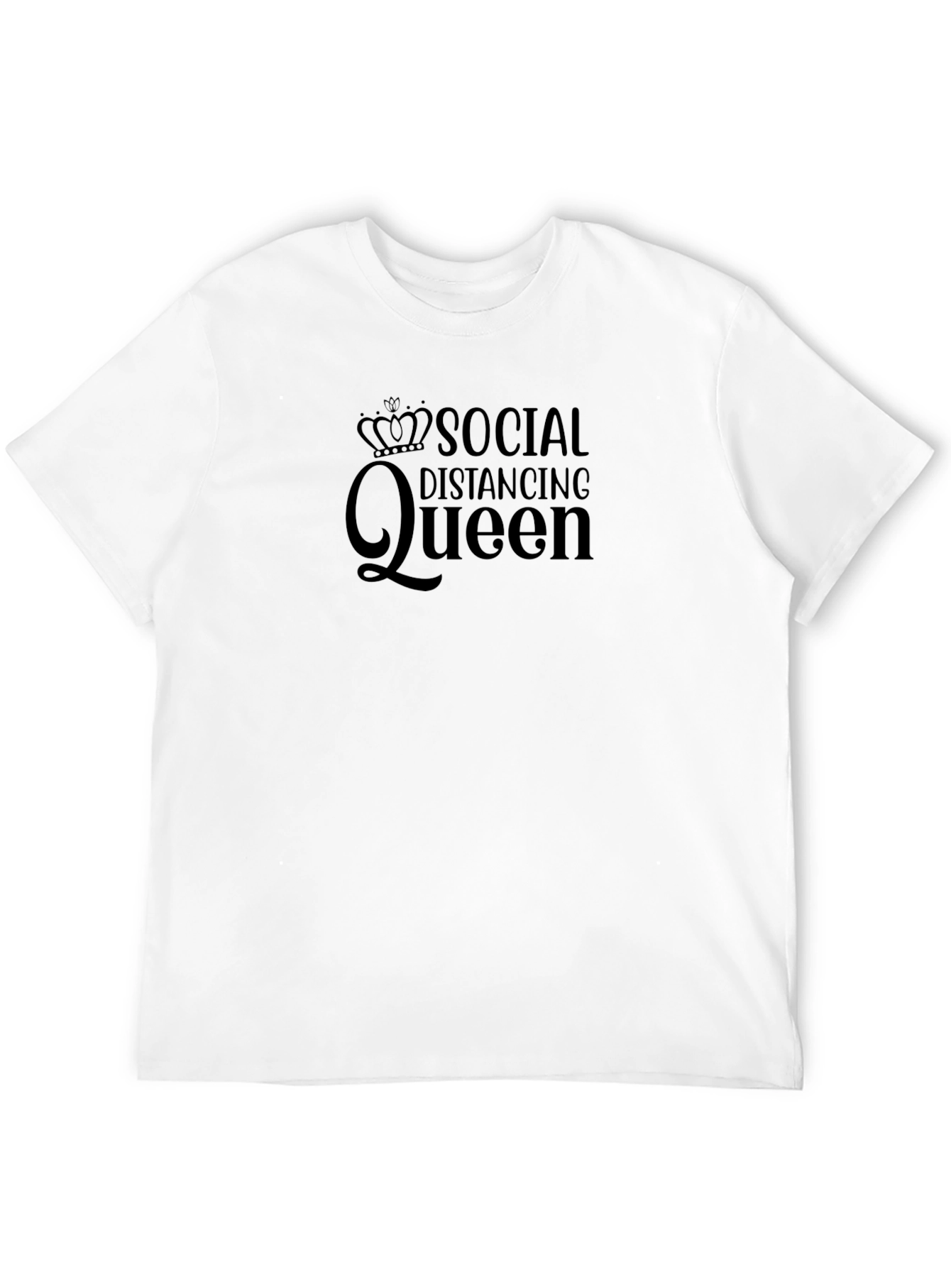 Social Distancing Queen Black Graphic T-Shirt