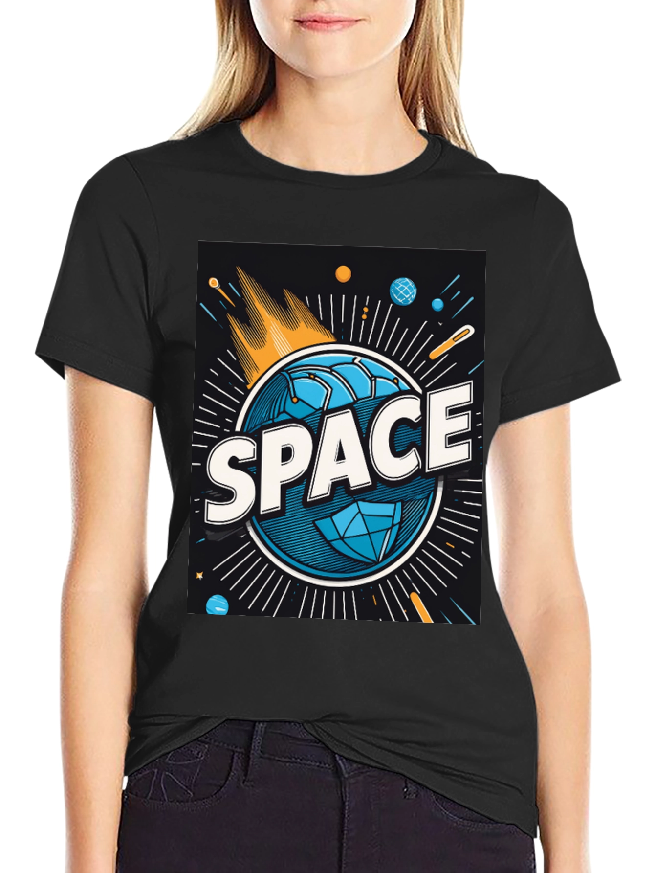 Space Graphic Tee - Mens Black Cotton T-Shirt