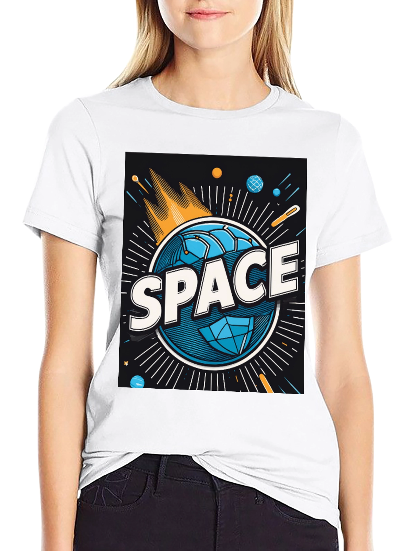 Space Graphic Tee - Mens Black Cotton T-Shirt