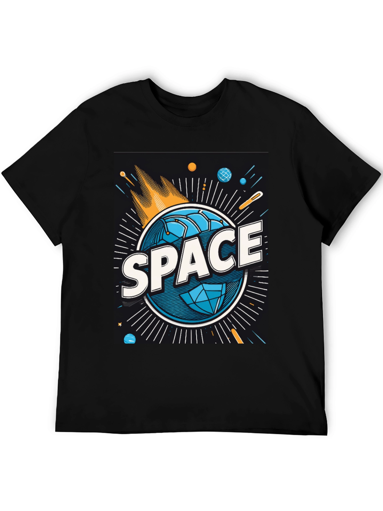 Space Graphic Tee - Mens Black Cotton T-Shirt