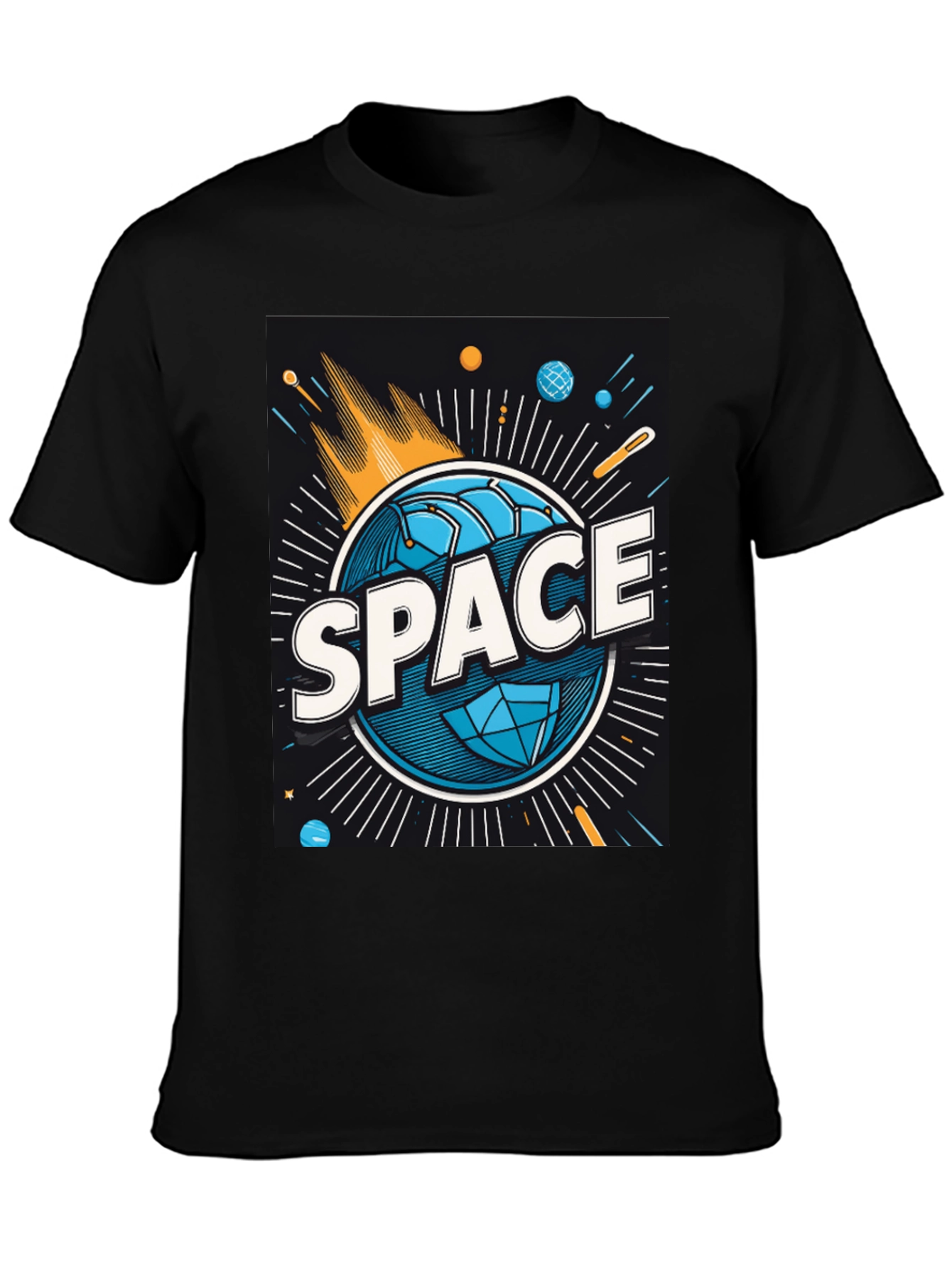 Space Graphic Tee - Mens Black Cotton T-Shirt