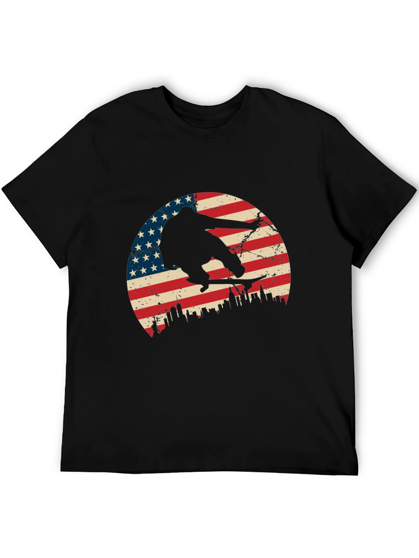 Skateboarding USA Flag Graphic T-Shirt