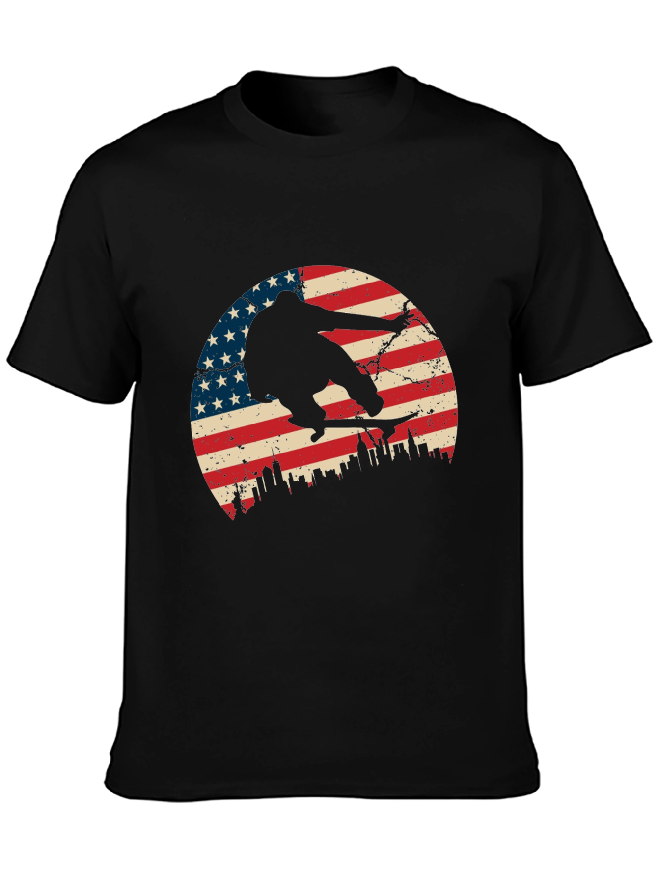 Skateboarding USA Flag Graphic T-Shirt