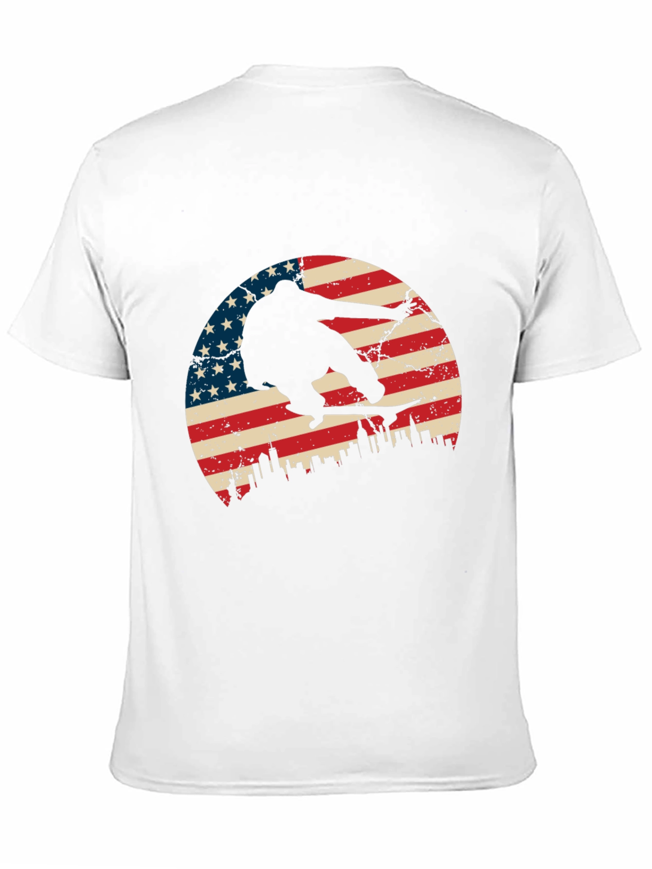 Skateboarding USA Flag Graphic T-Shirt