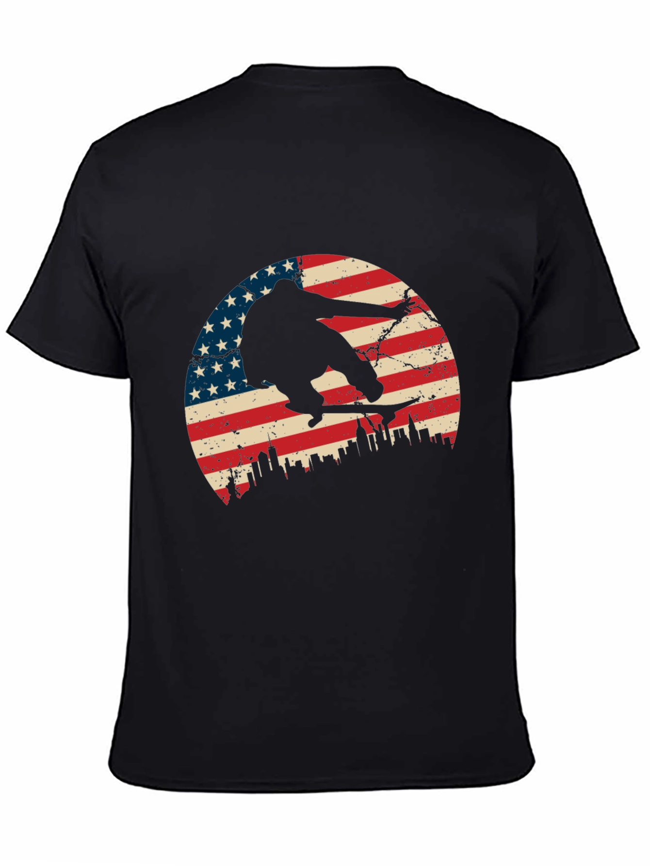 Skateboarding USA Flag Graphic T-Shirt
