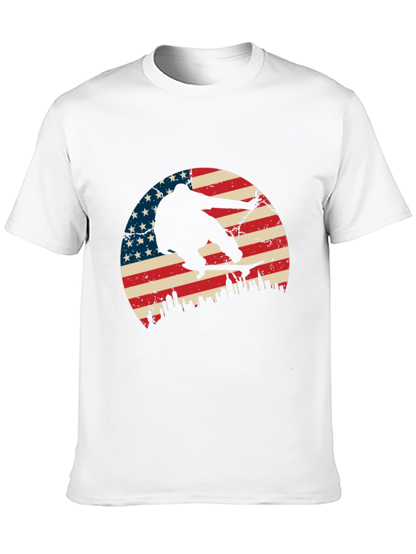 Skateboarding USA Flag Graphic T-Shirt